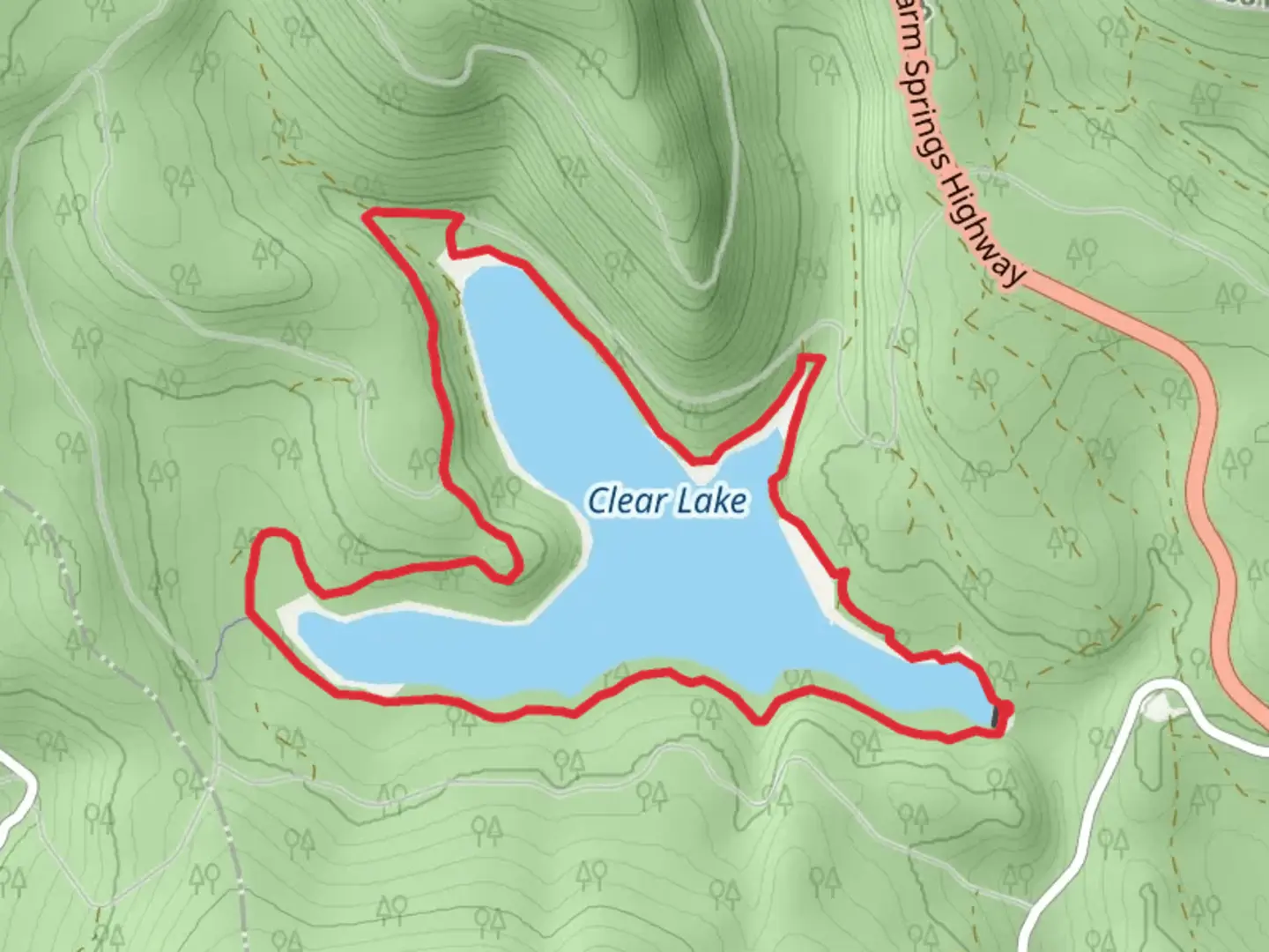 An image depicting the trail Clear Lake Loop and its surrounding area.