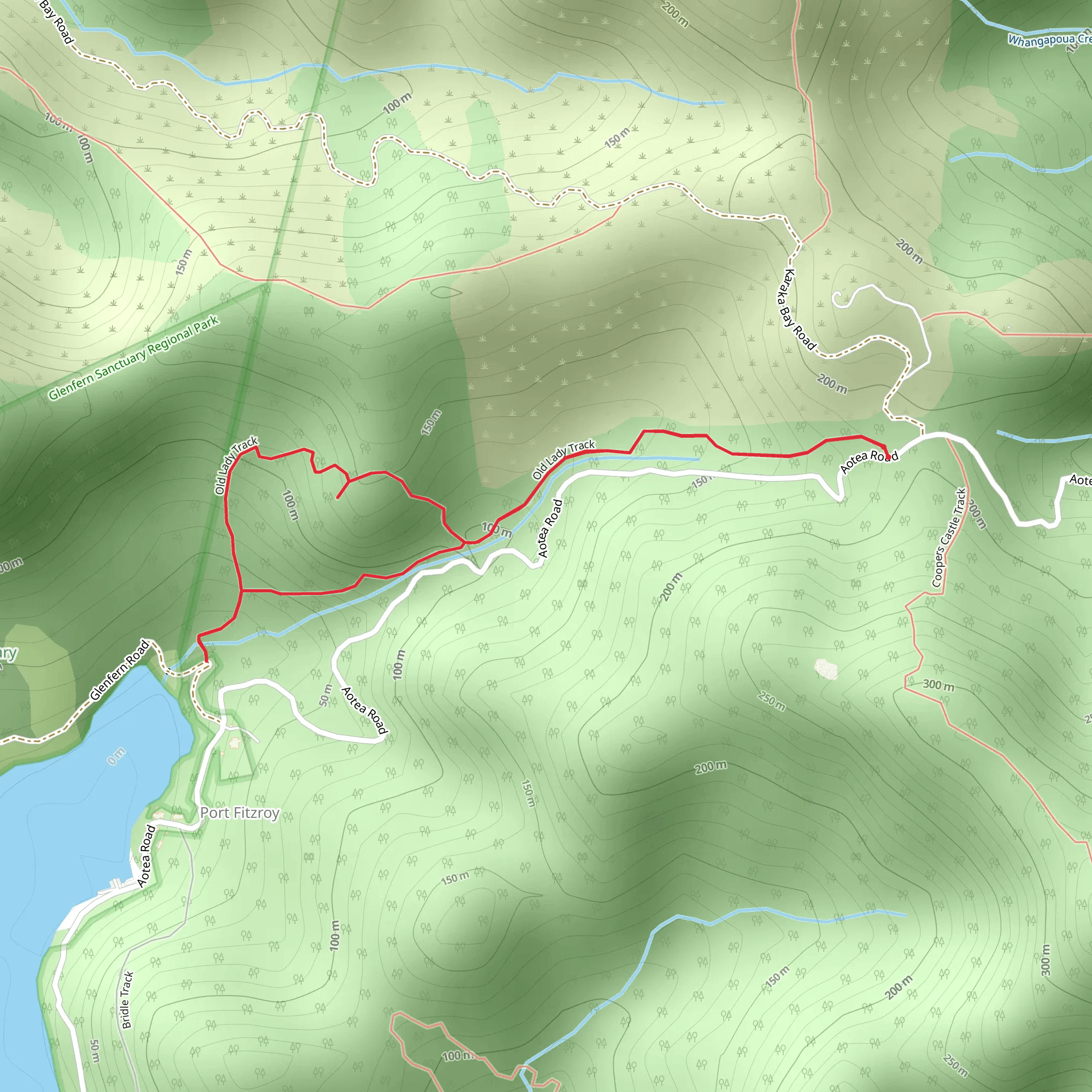 Port Fitzroy - Old Lady Track mobile static map