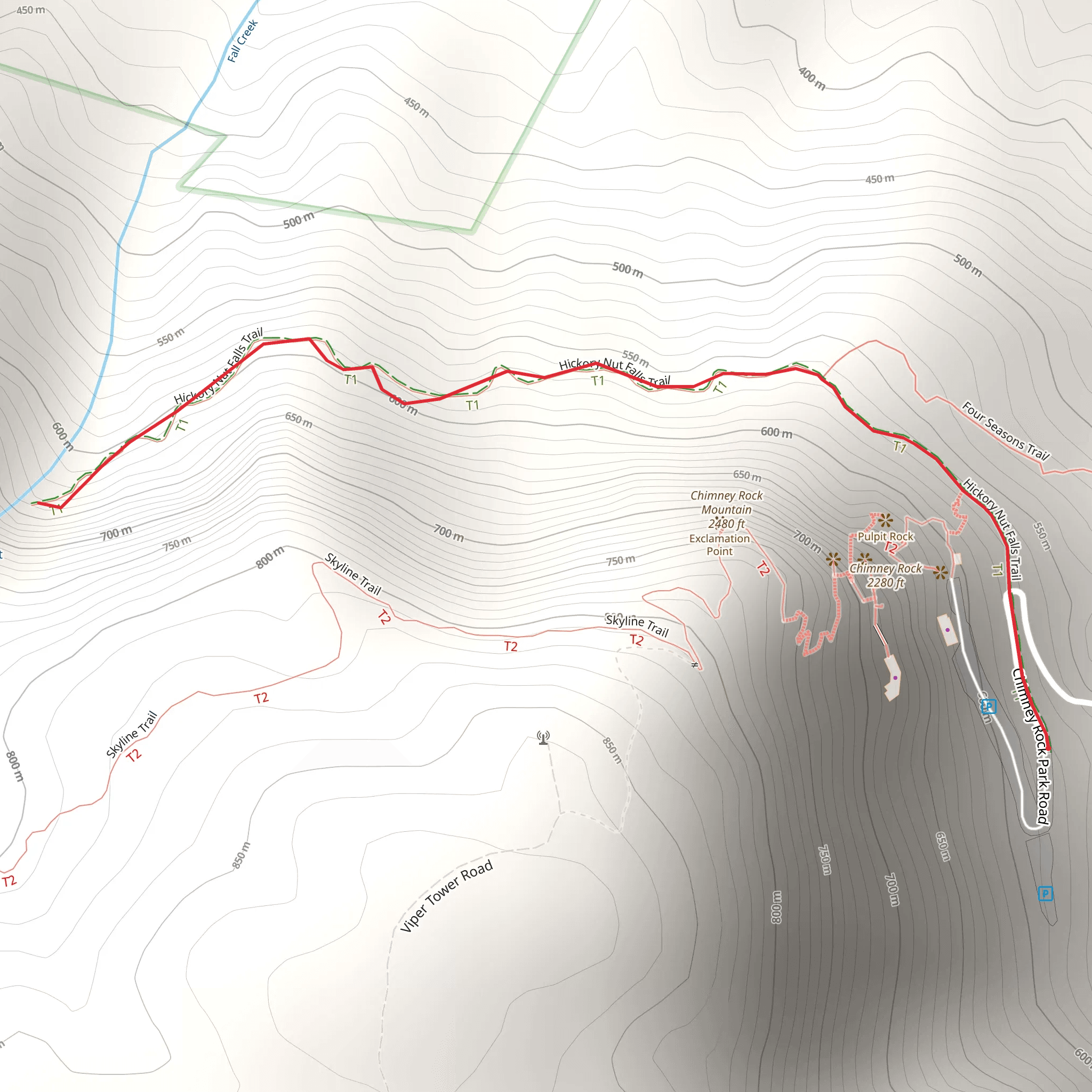 Hickory Nut Falls mobile static map