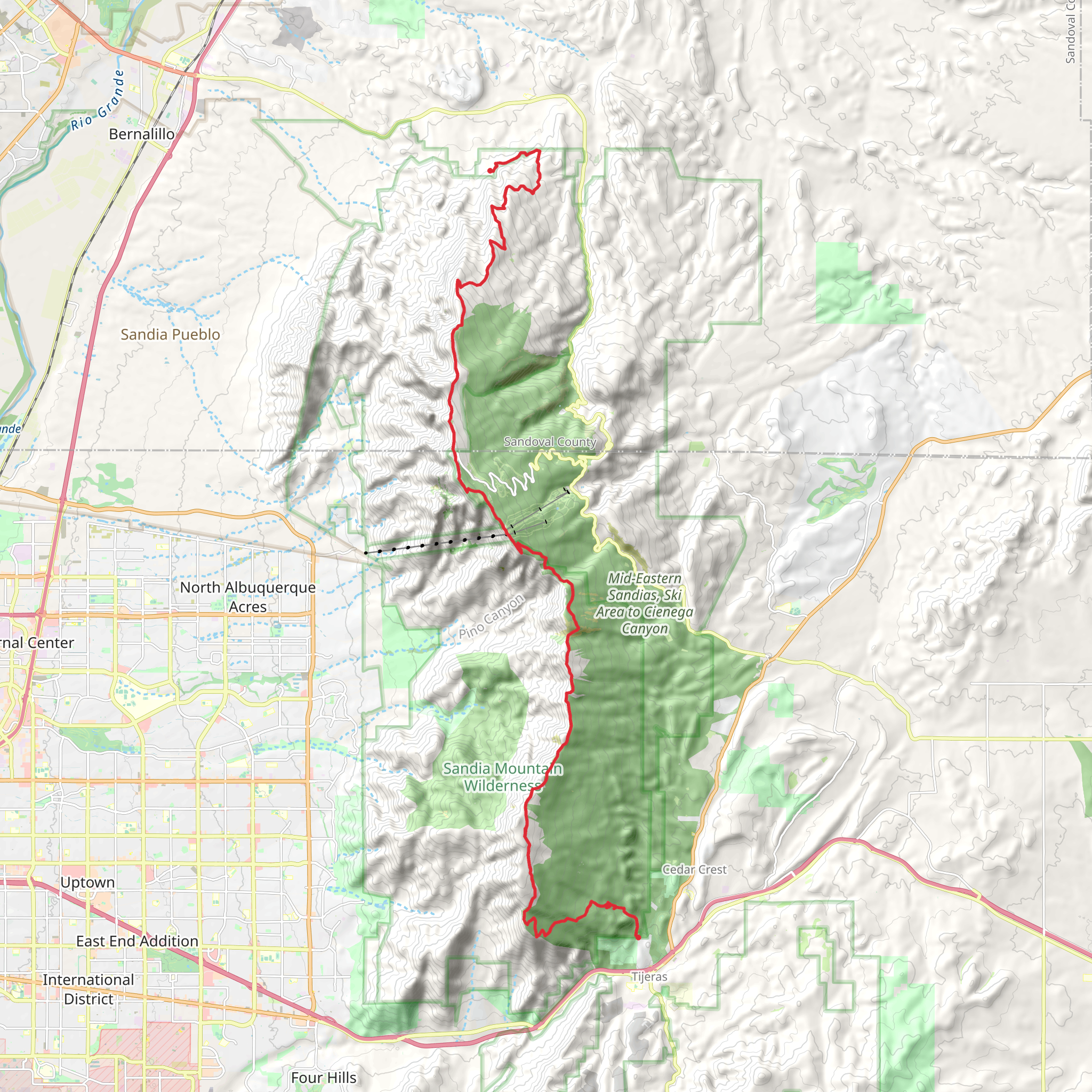 Sandia Crest Trail mobile static map