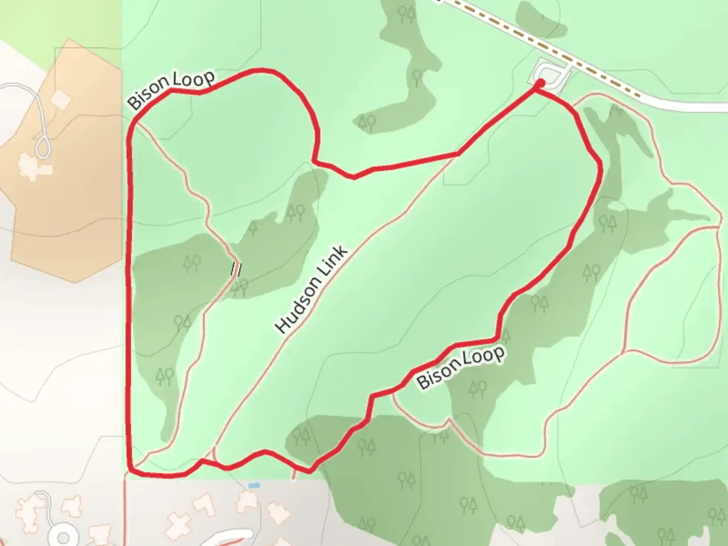 An image depicting the trail Bison Loop and its surrounding area.