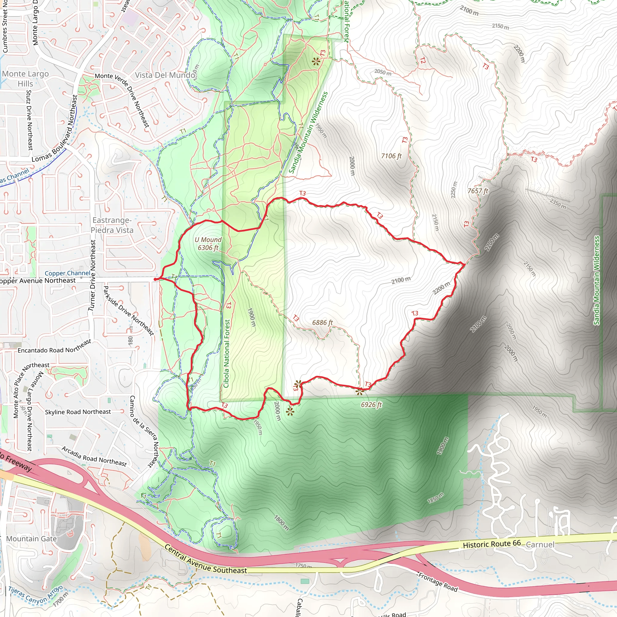 U Mound - Mano Loop Trail mobile static map
