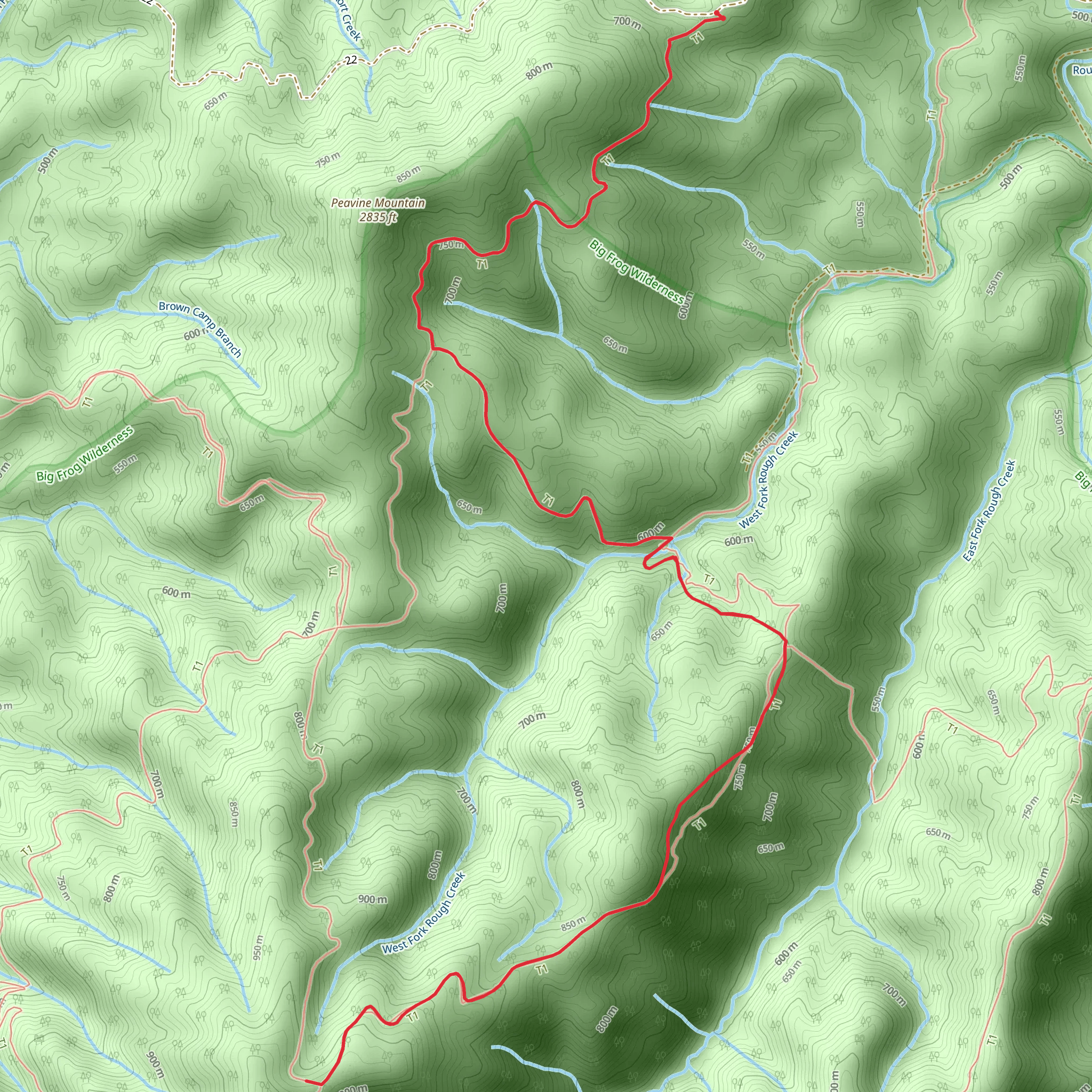 Big Frog and Fork Ridge mobile static map