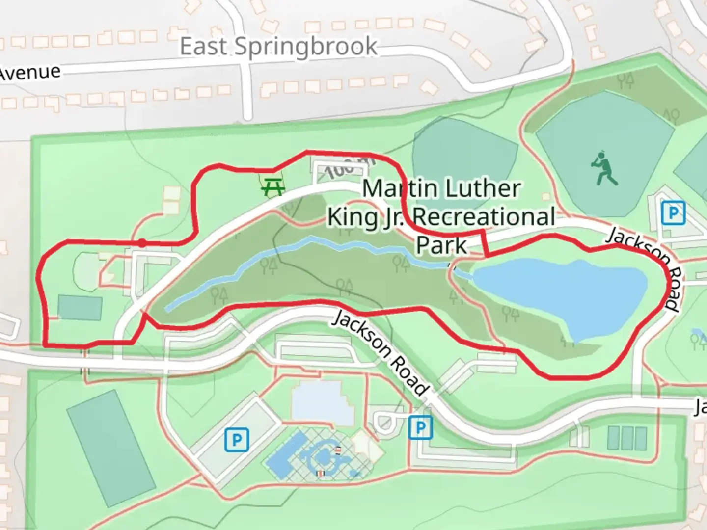 An image depicting the trail Jackson Road Loop and its surrounding area.