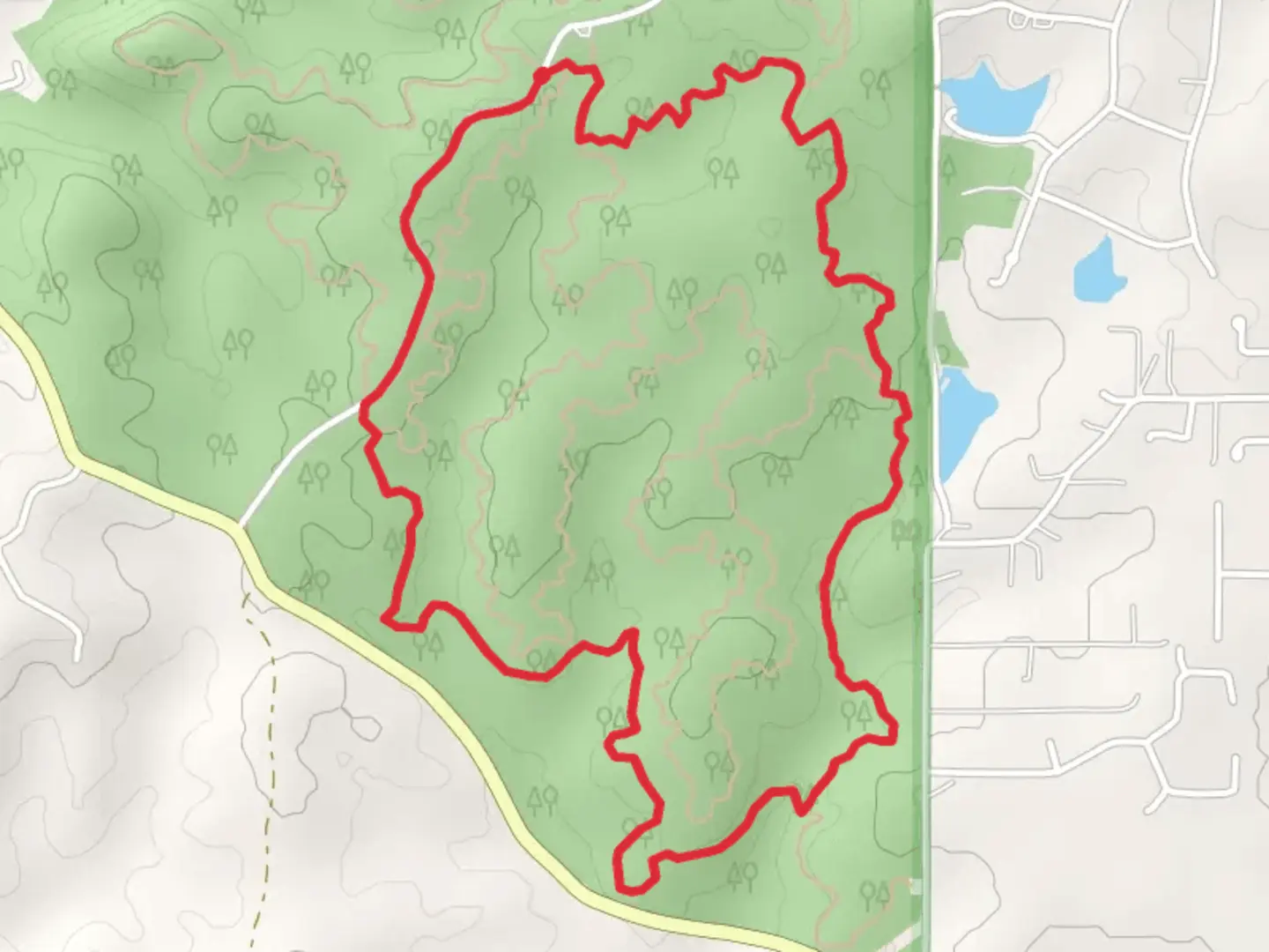 An image depicting the trail Carie Creek and Wolf Creek Loop Trail and its surrounding area.