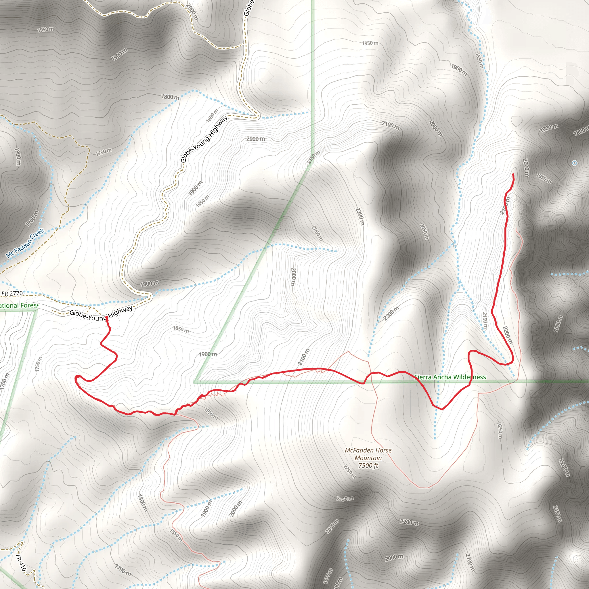 McFadden Horse Mountain via Cienega Spring Trail mobile static map