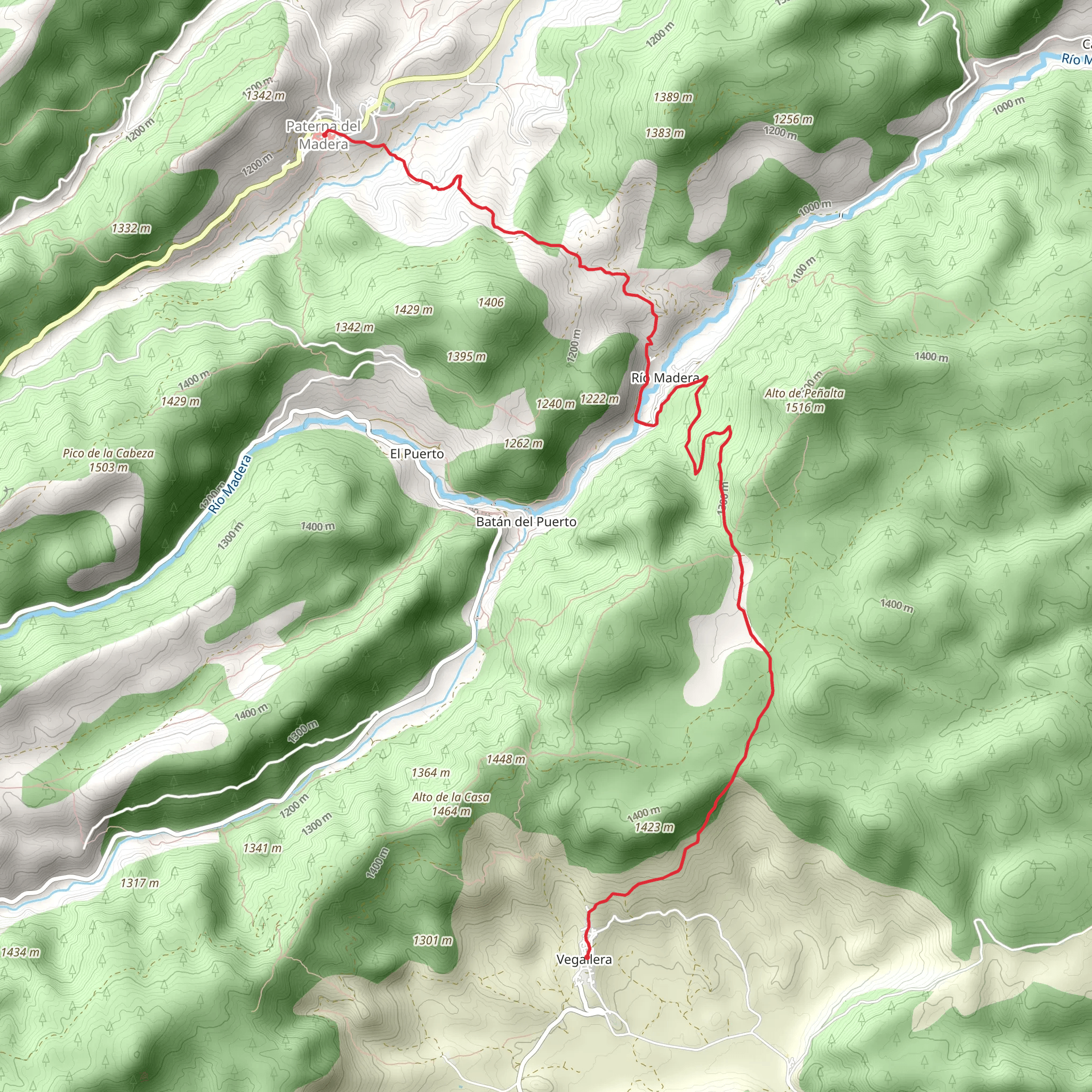 Paterna del Madera to Vegallera via Madera River mobile static map
