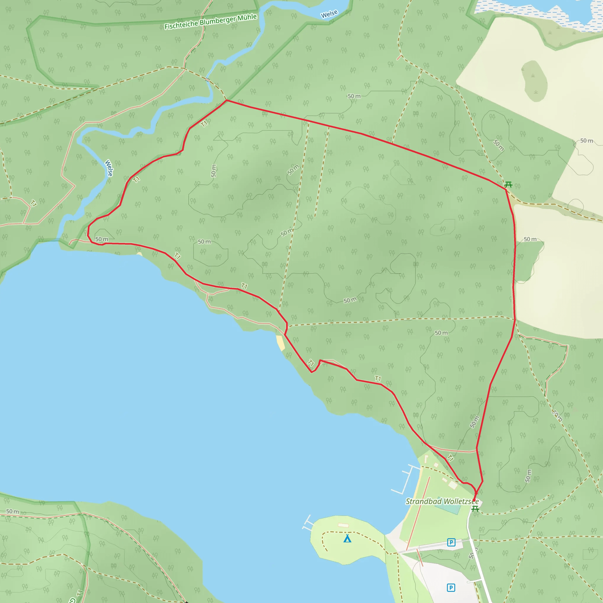 Wolletzsee Northeast side Loop mobile static map