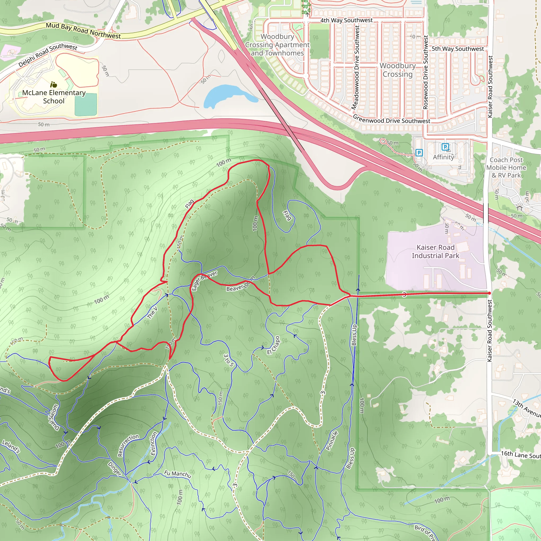 Eager Beaver and Flag Loop mobile static map