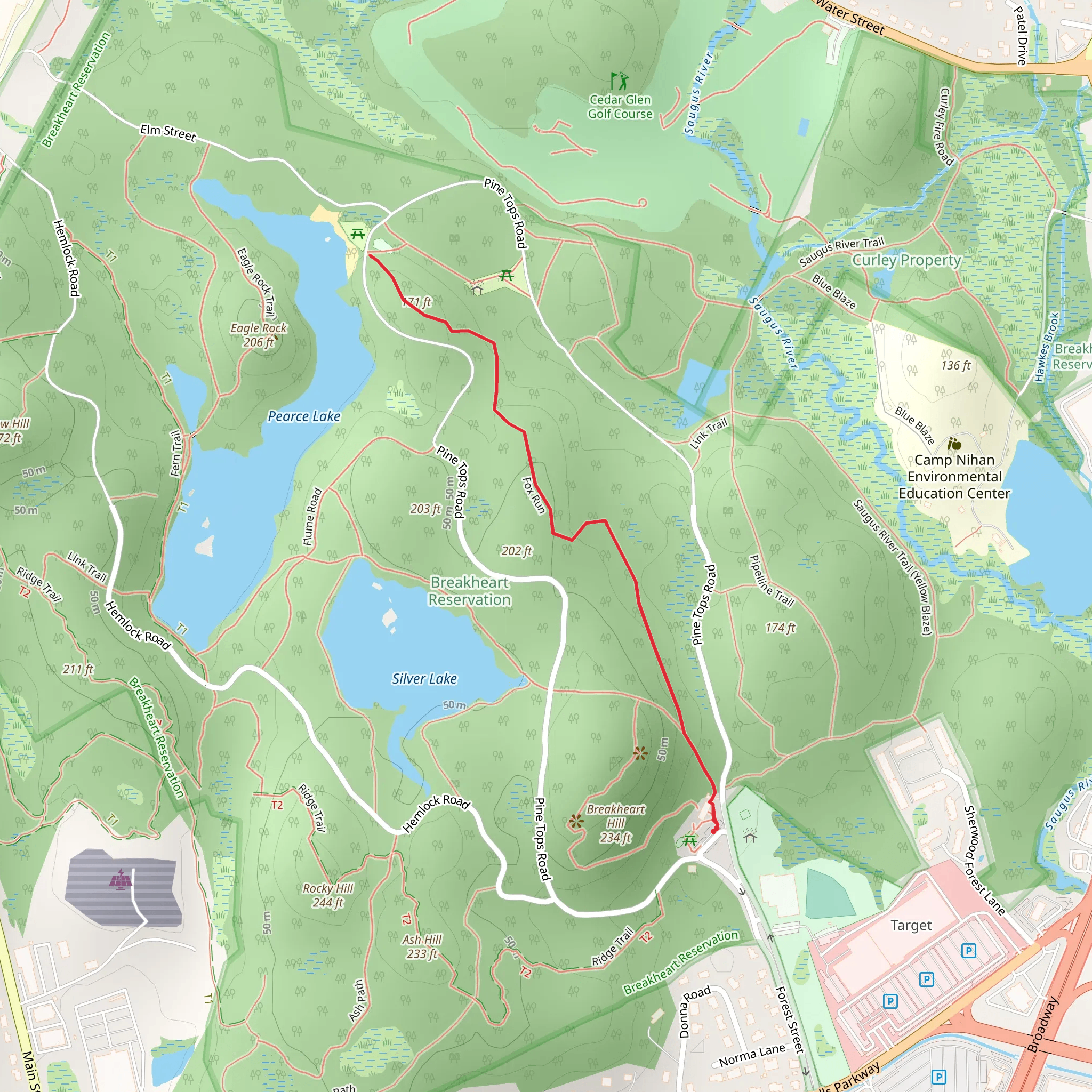 Pearce Lake Pine Tops Road mobile static map