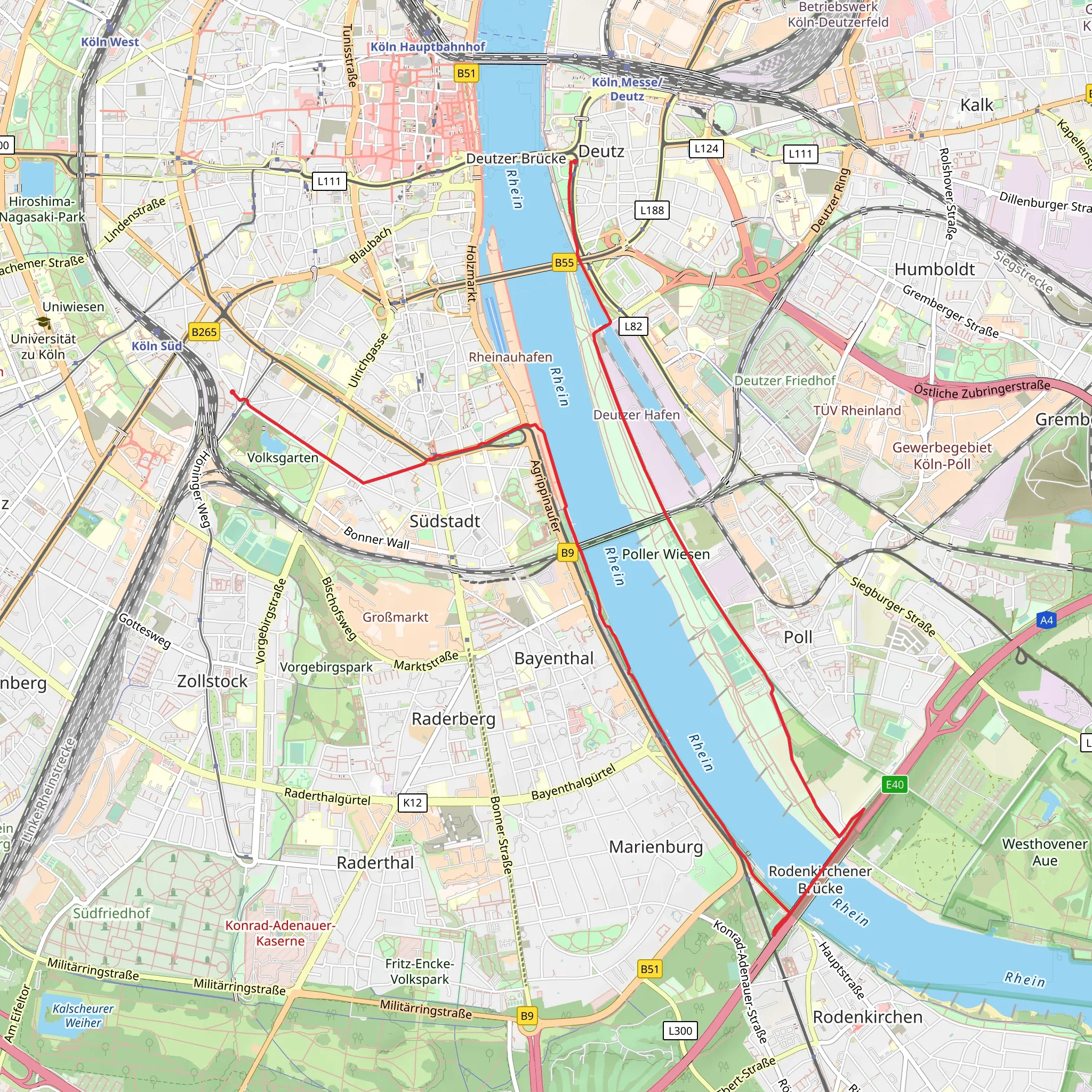 Rhein via Weidenweg and Linksrheinischer Jakobsweg mobile static map
