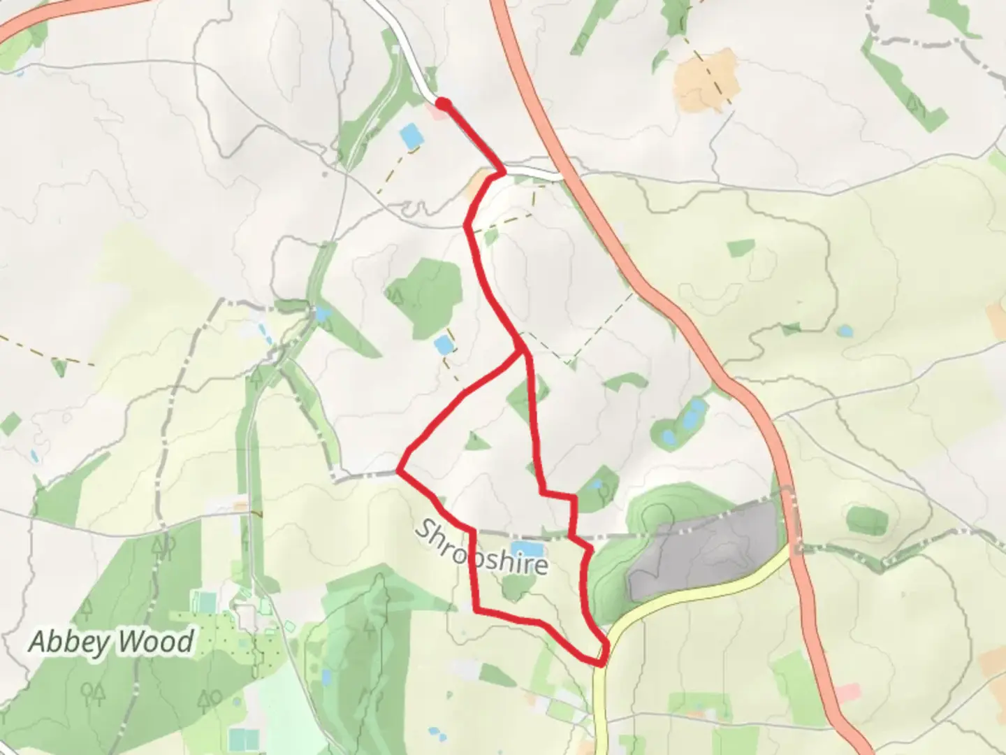 An image depicting the trail Woodcote Hill Loop and its surrounding area.