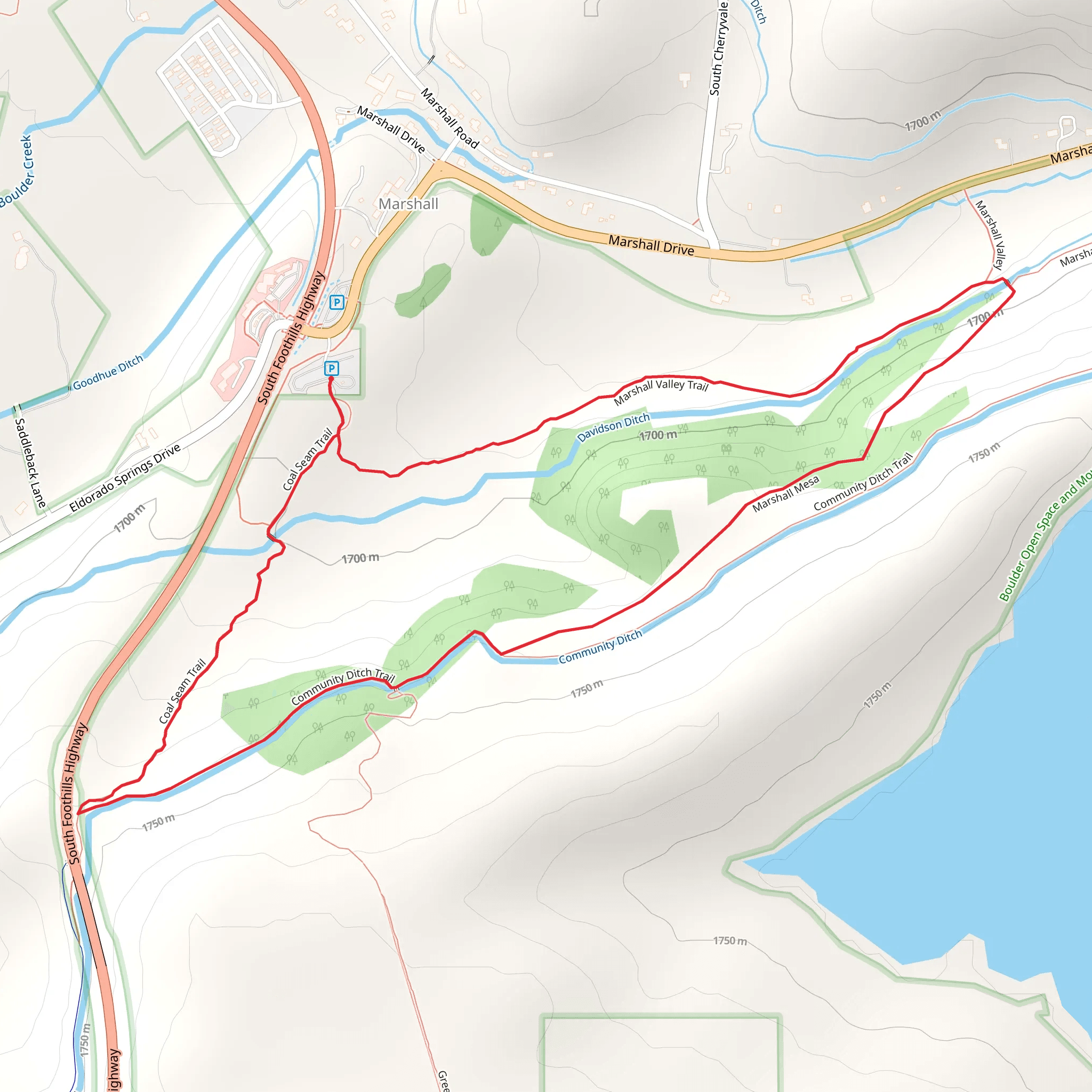 Marshall Valley, Marshalville Ditch and Coal Seam Loop Trail mobile static map