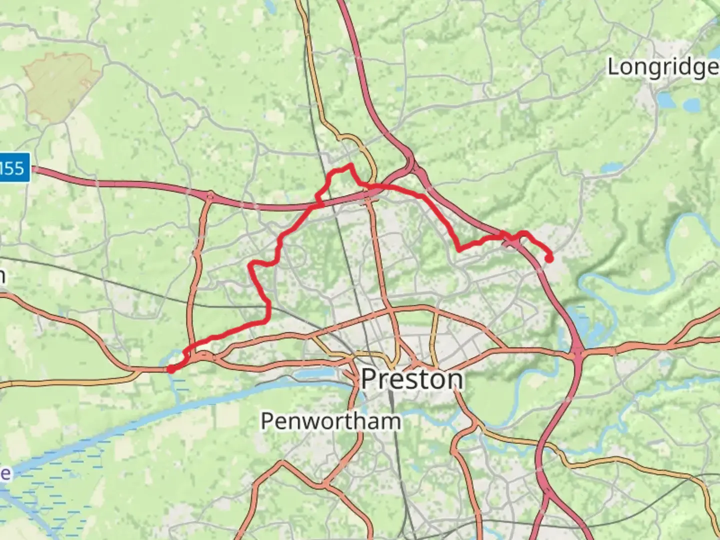 An image depicting the trail Fulwood Row to Lea Town Walk and its surrounding area.