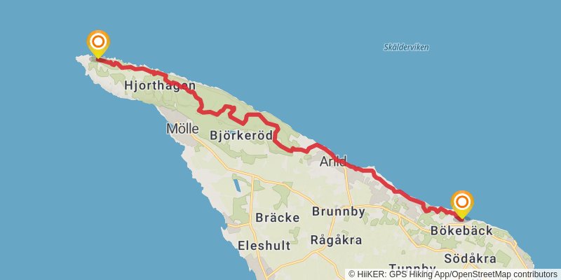 Skåneleden Trail stage 16 Map