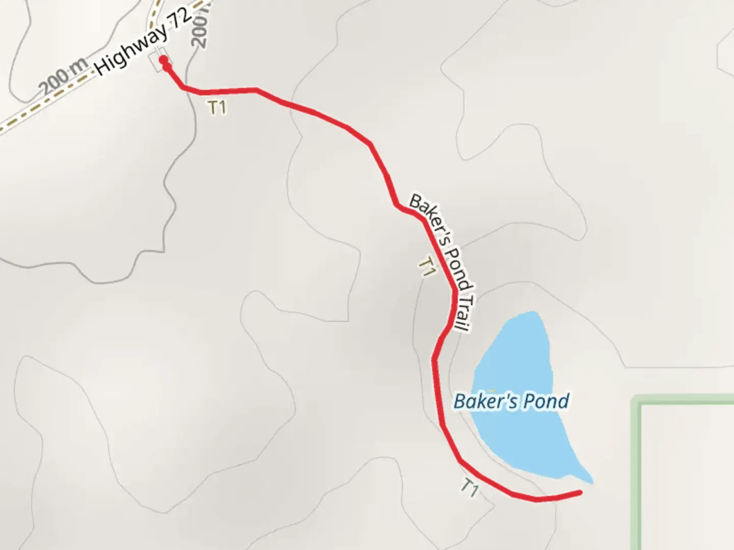 An image depicting the trail Baker's Pond Trail and its surrounding area.