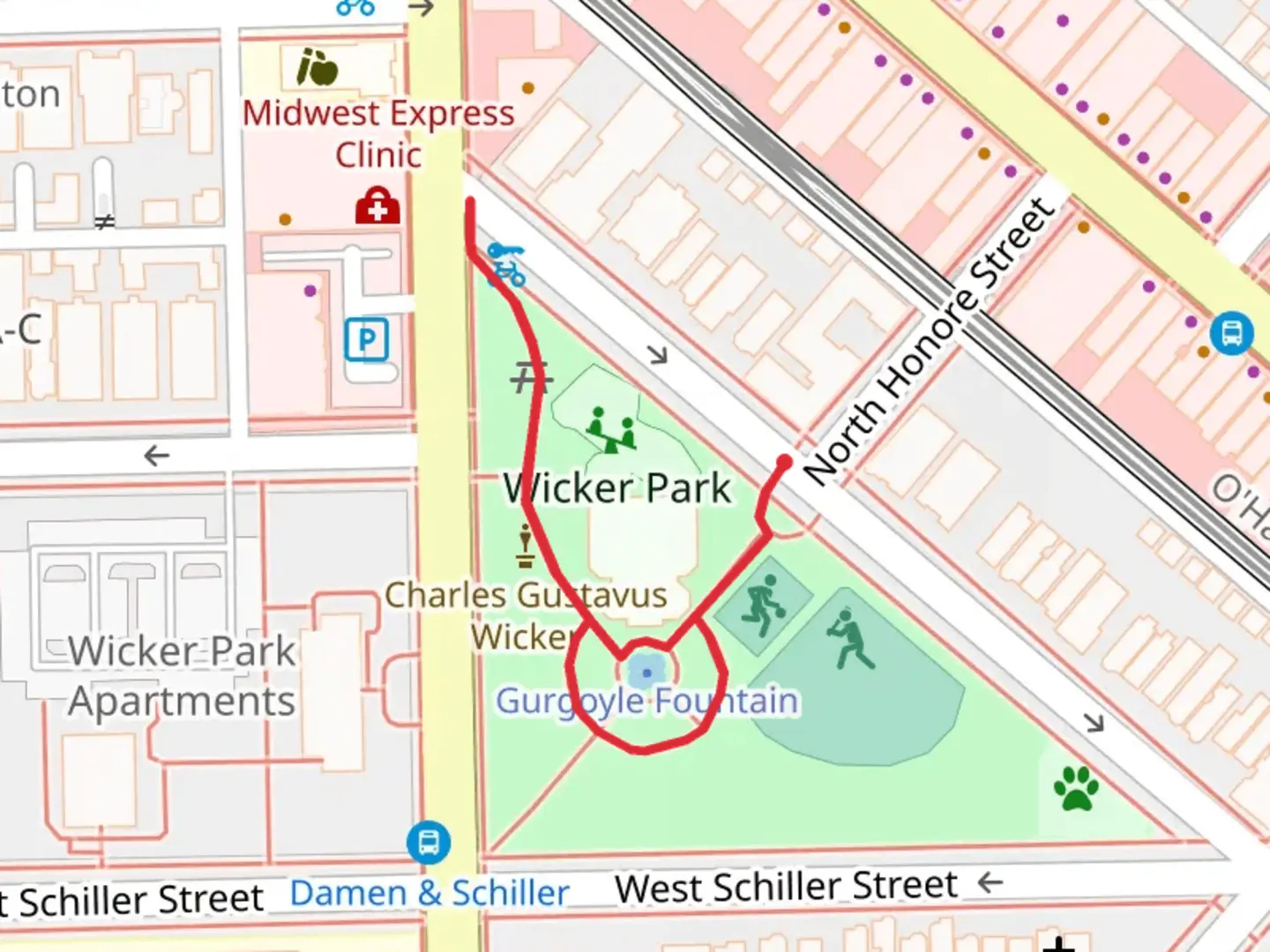 An image depicting the trail Gurgoyle Fountain Loop and its surrounding area.