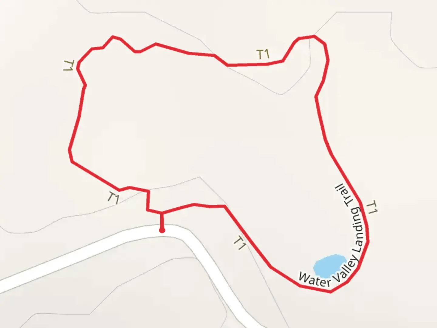 An image depicting the trail Water Valley Landing Loop Trail and its surrounding area.