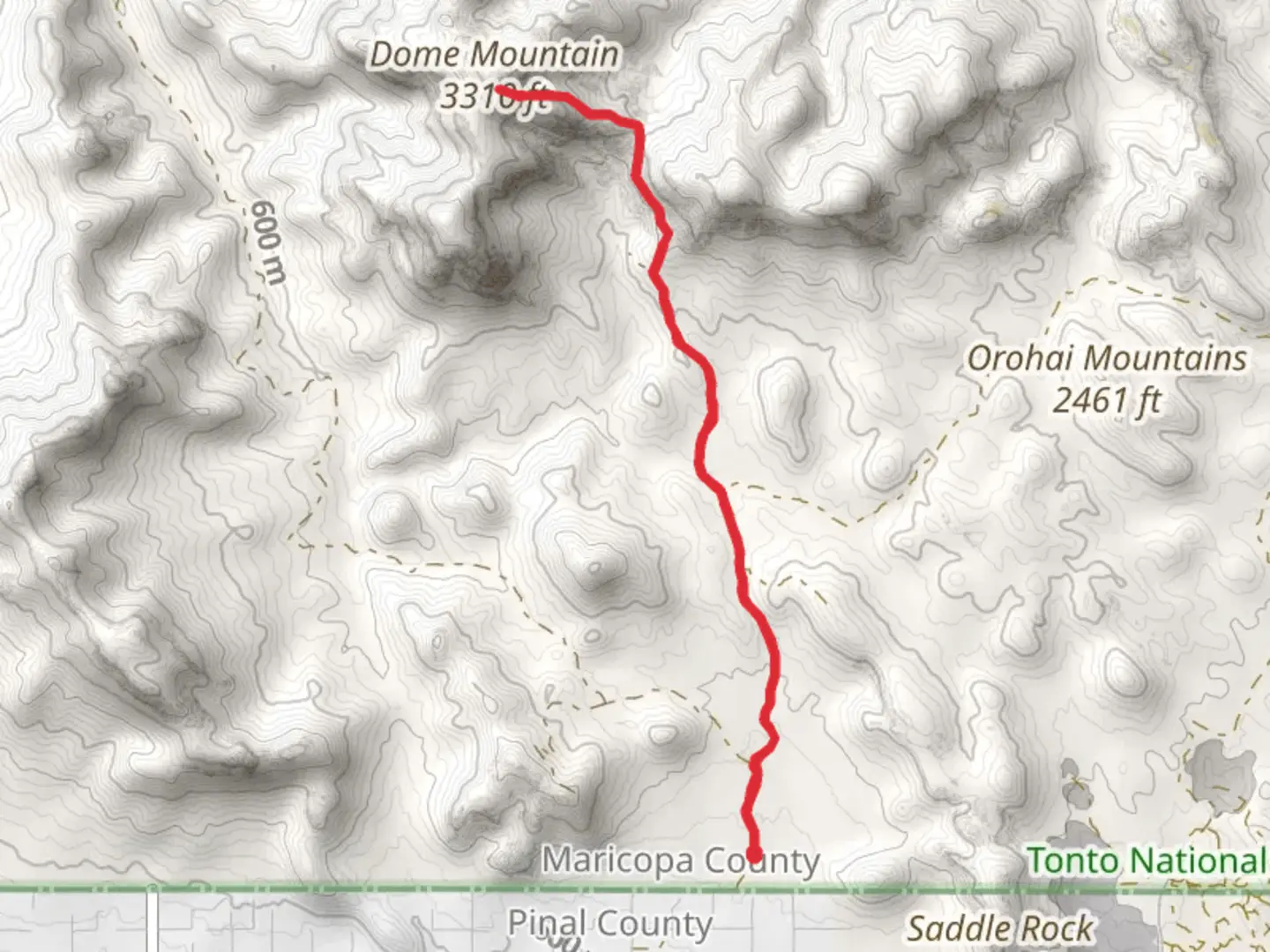 An image depicting the trail Dome Mountain from Phon D Sutton and its surrounding area.