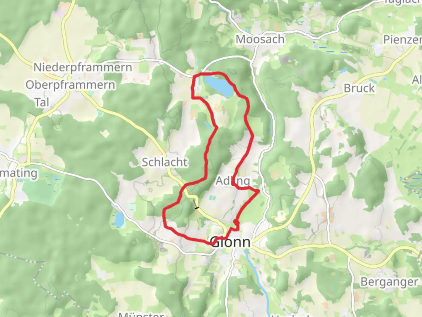 An image depicting the trail Wanderweg Glonn Loop and its surrounding area.