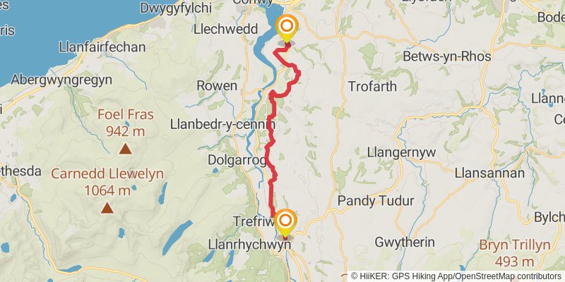 Conwy Valley Way stage 2 Map