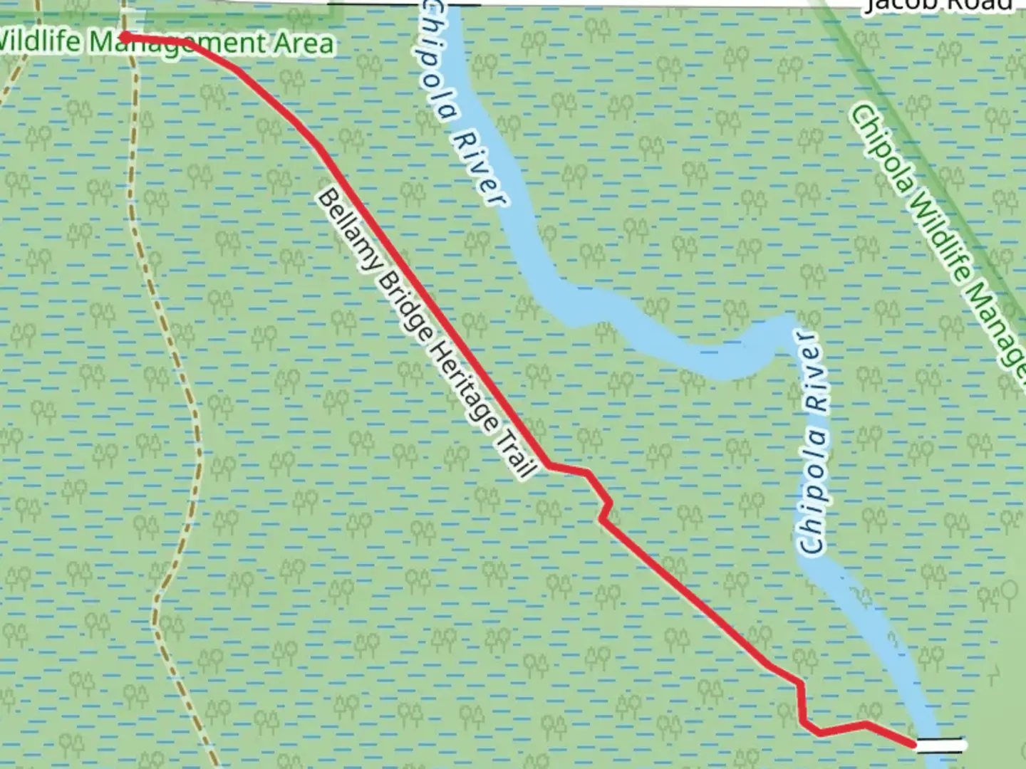 An image depicting the trail Bellamy Bridge Heritage Trail and its surrounding area.