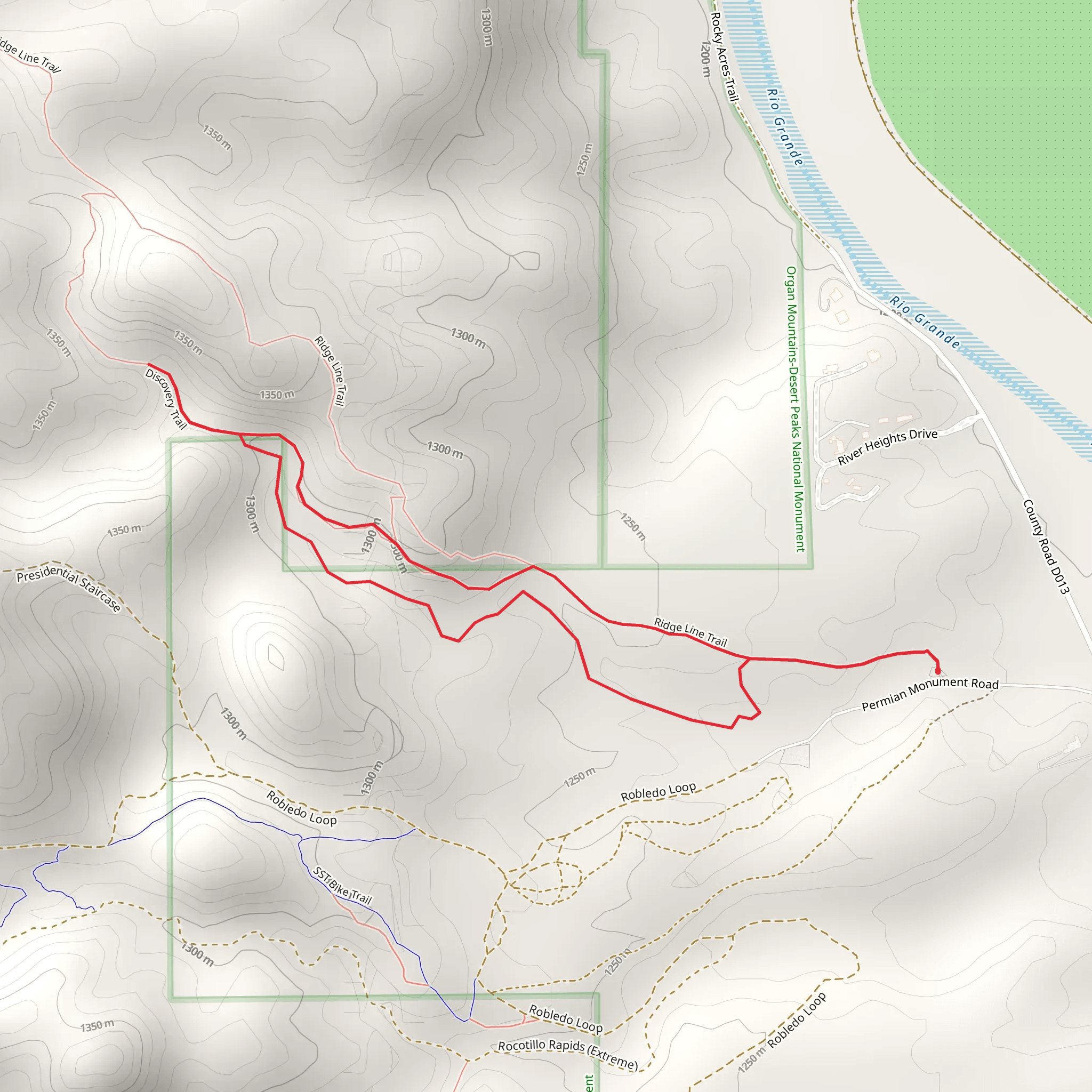 Ridge Line Trail and Discovery Trail Loop mobile static map