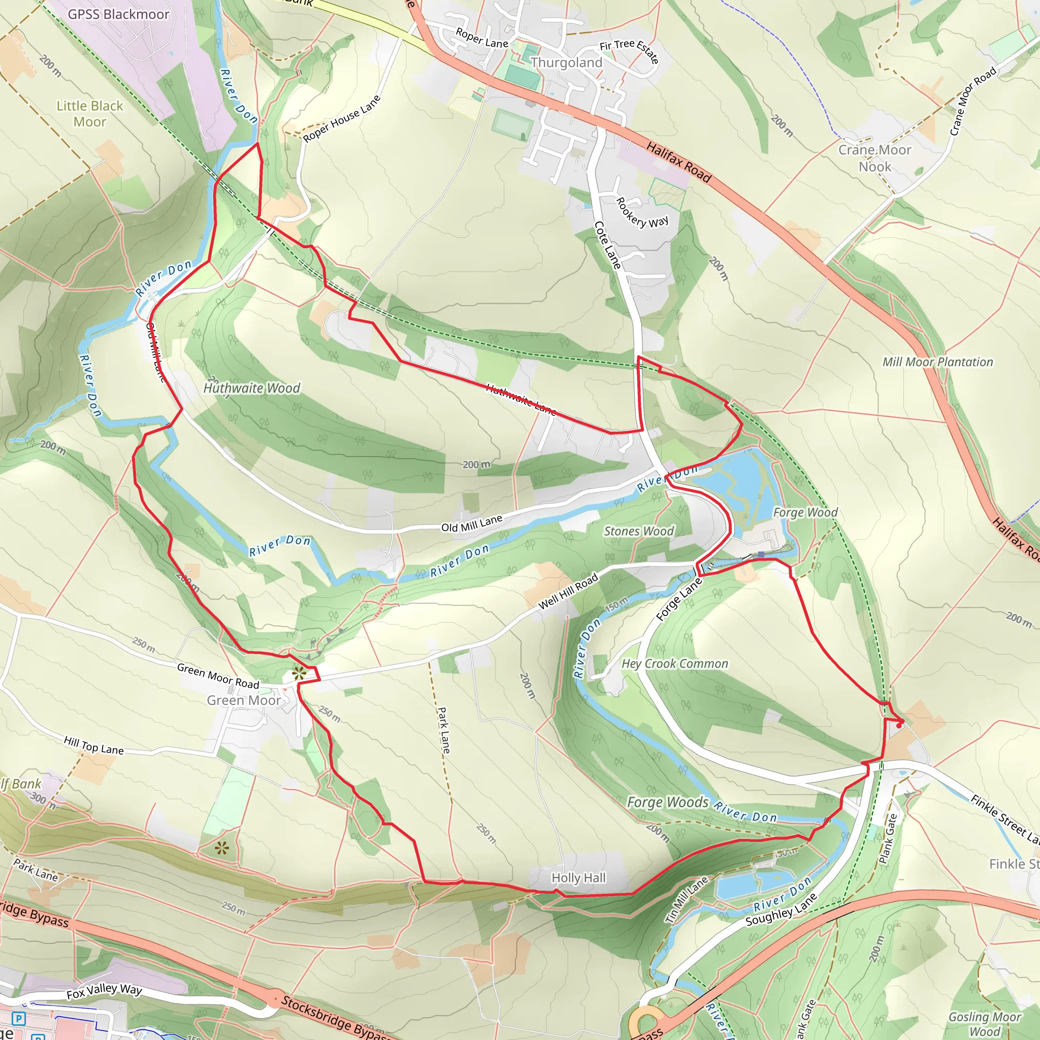 Huthwaite Common and Tin Mill Rocher Loop mobile static map