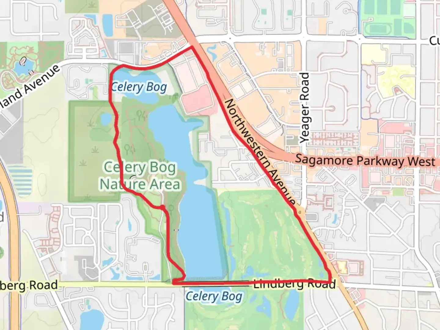 An image depicting the trail Cattail Trail and Celery Bog Loop and its surrounding area.
