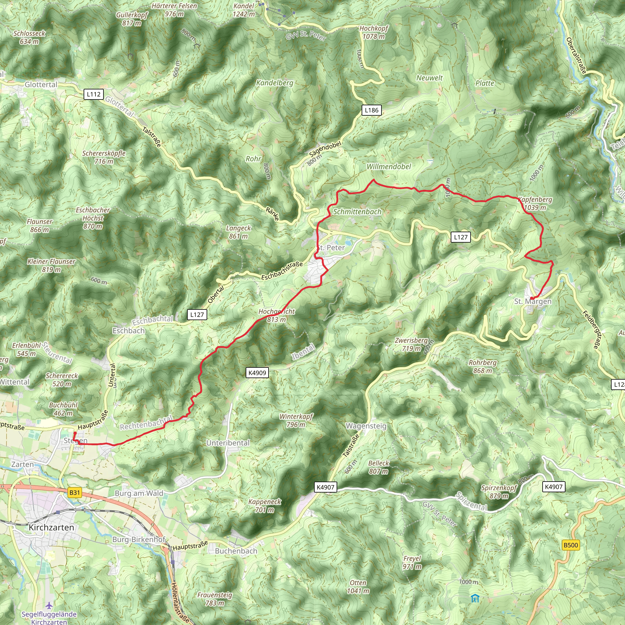 Sankt Margen to Stegen Walk mobile static map