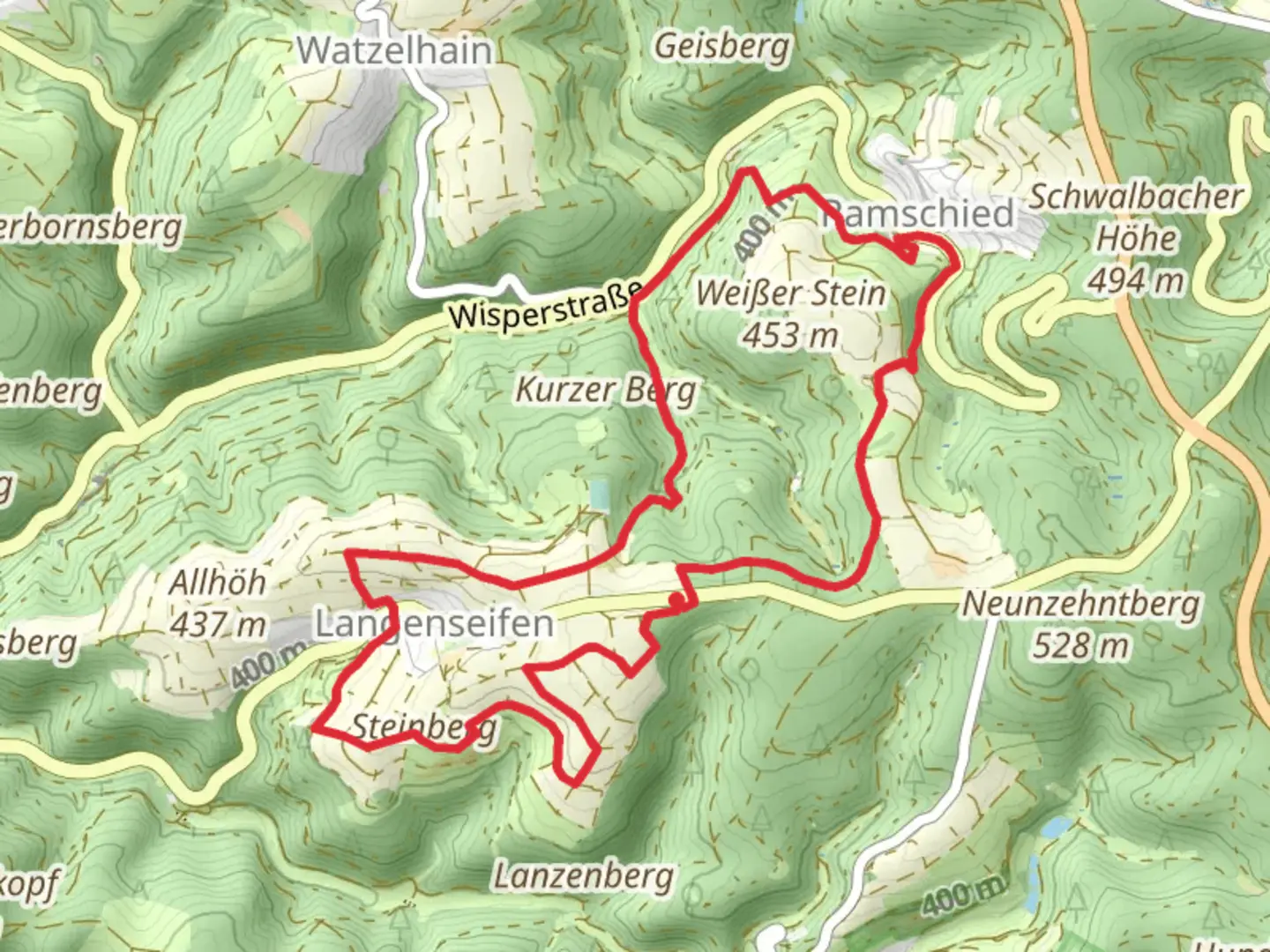 An image depicting the trail Schwaelbchen's Flug Loop and its surrounding area.