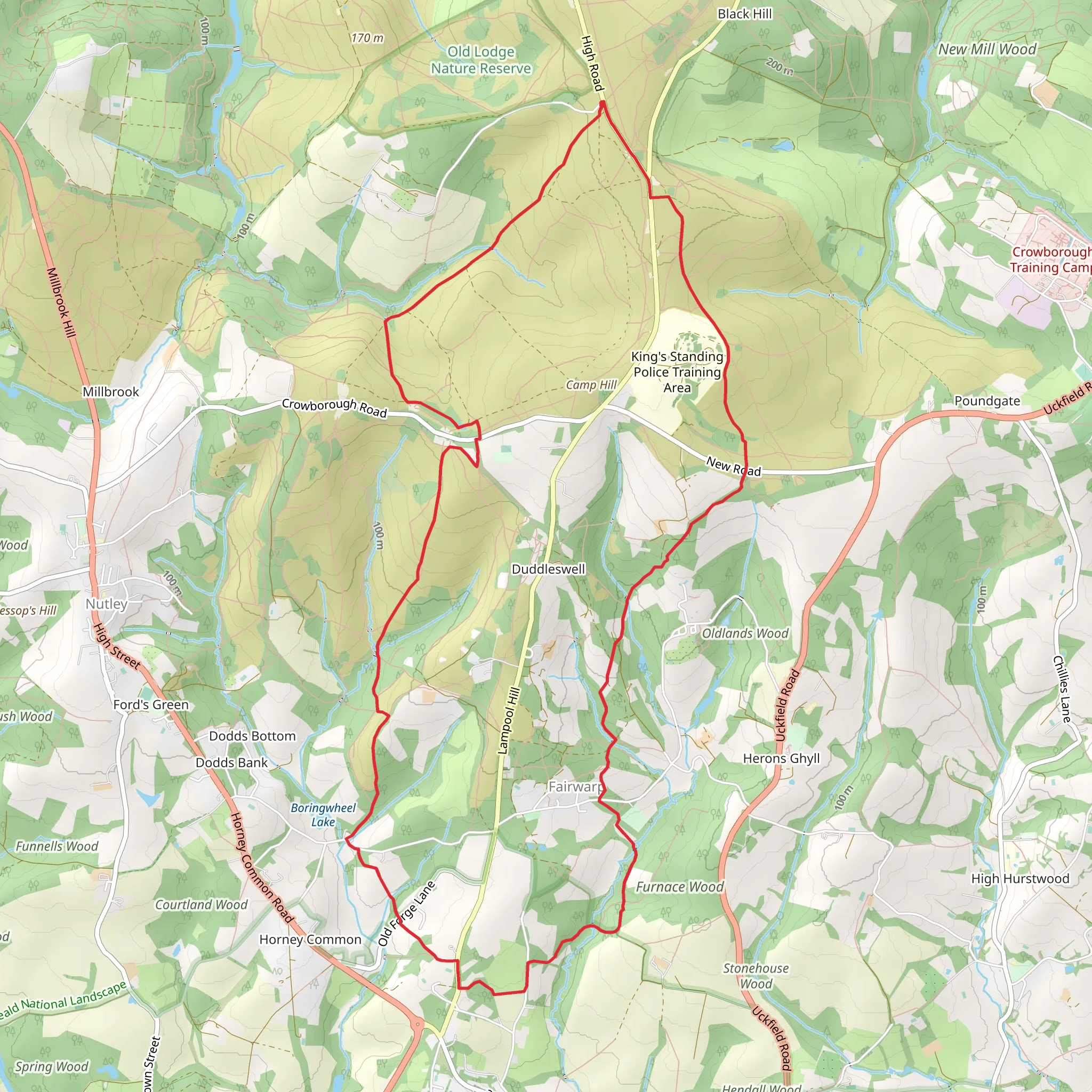 Duddleswell and Fairwarp Loop mobile static map