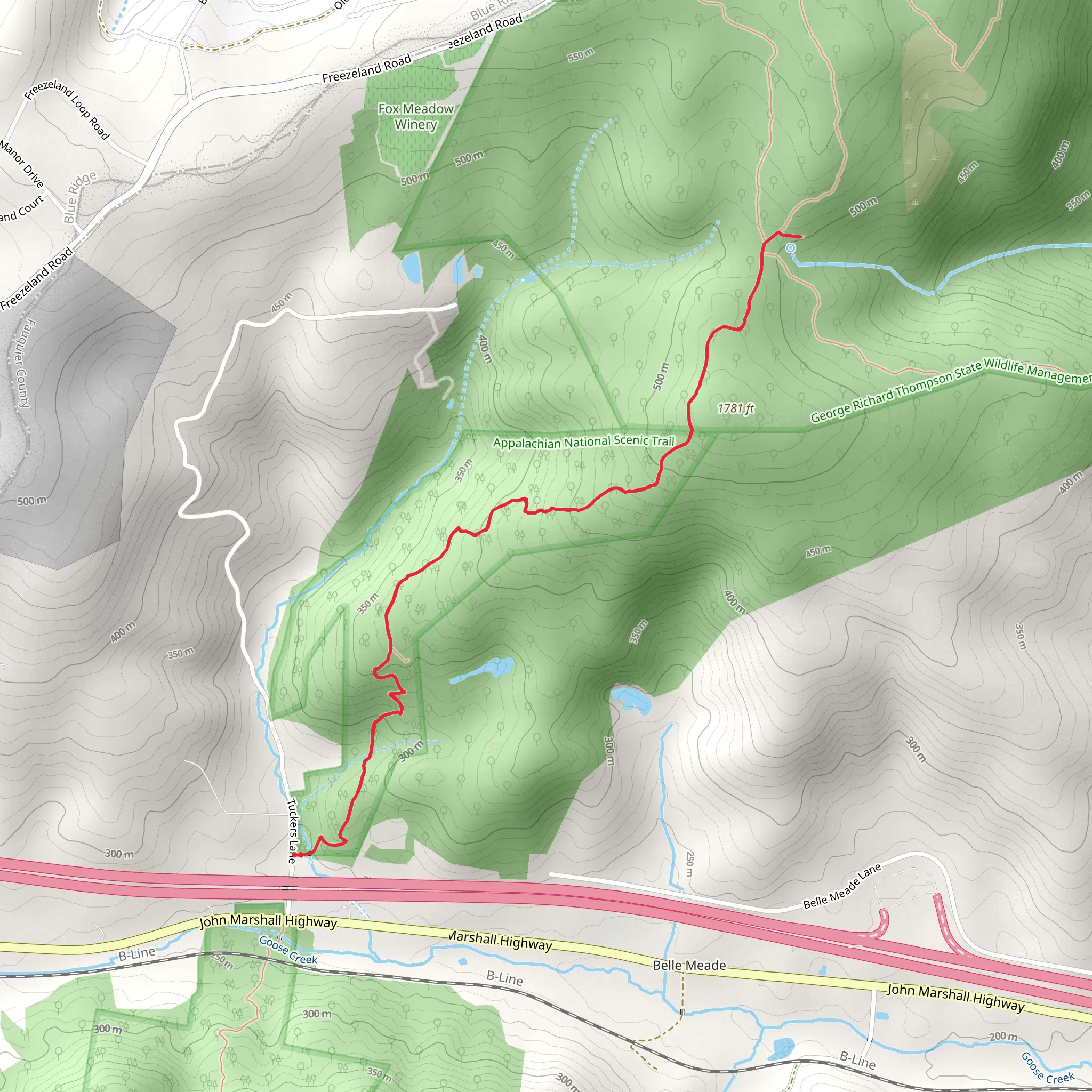 Appalachian Short Trail from Tuckers Lane mobile static map