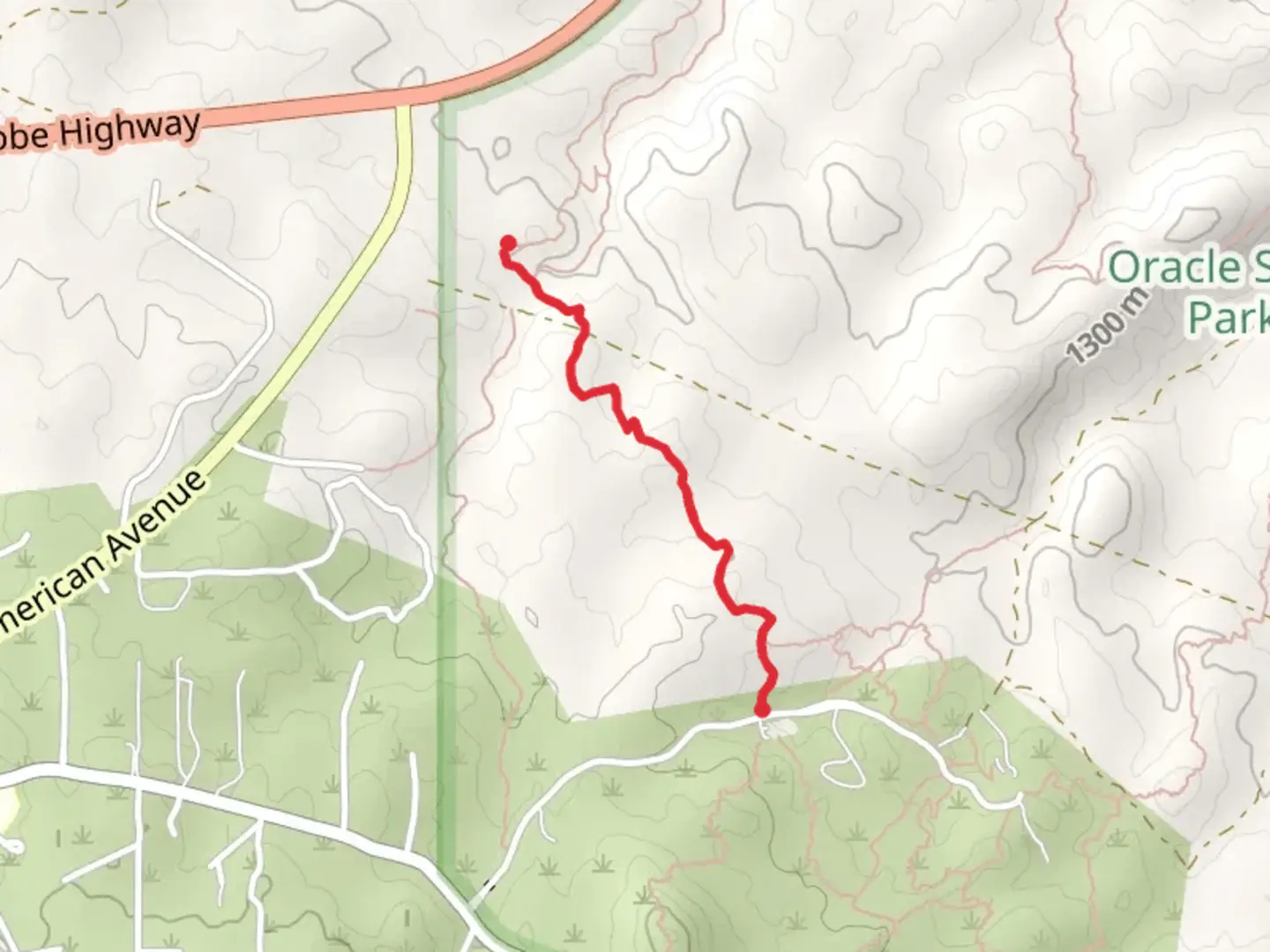 An image depicting the trail Mariposa Trail and its surrounding area.