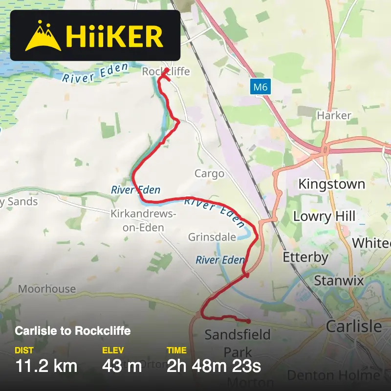 A map preview of the recording Carlisle to Rockcliffe.