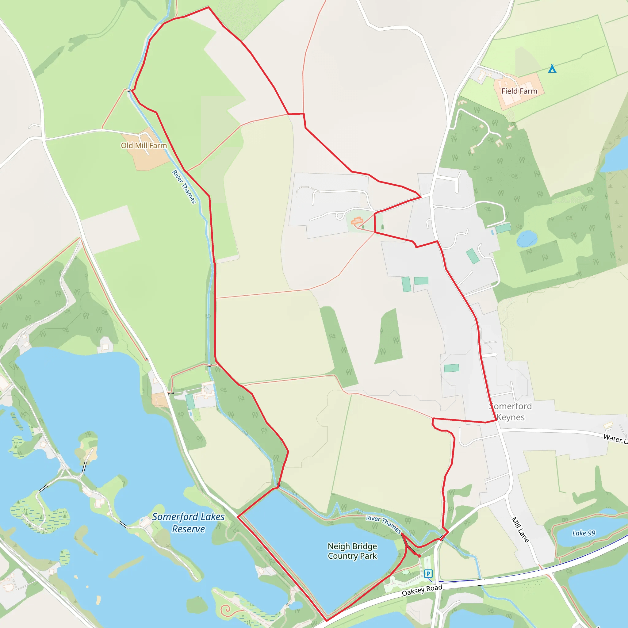 Neigh Bridge Country Park and River Thames or Isis Loop mobile static map