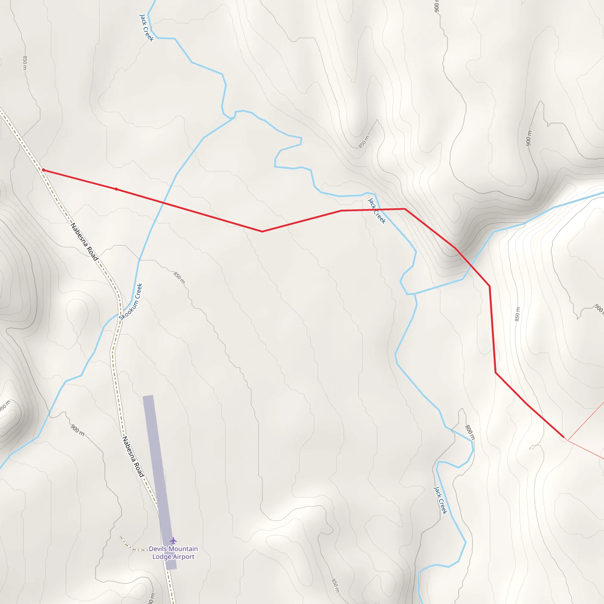 Jack Creek Out and Back mobile static map