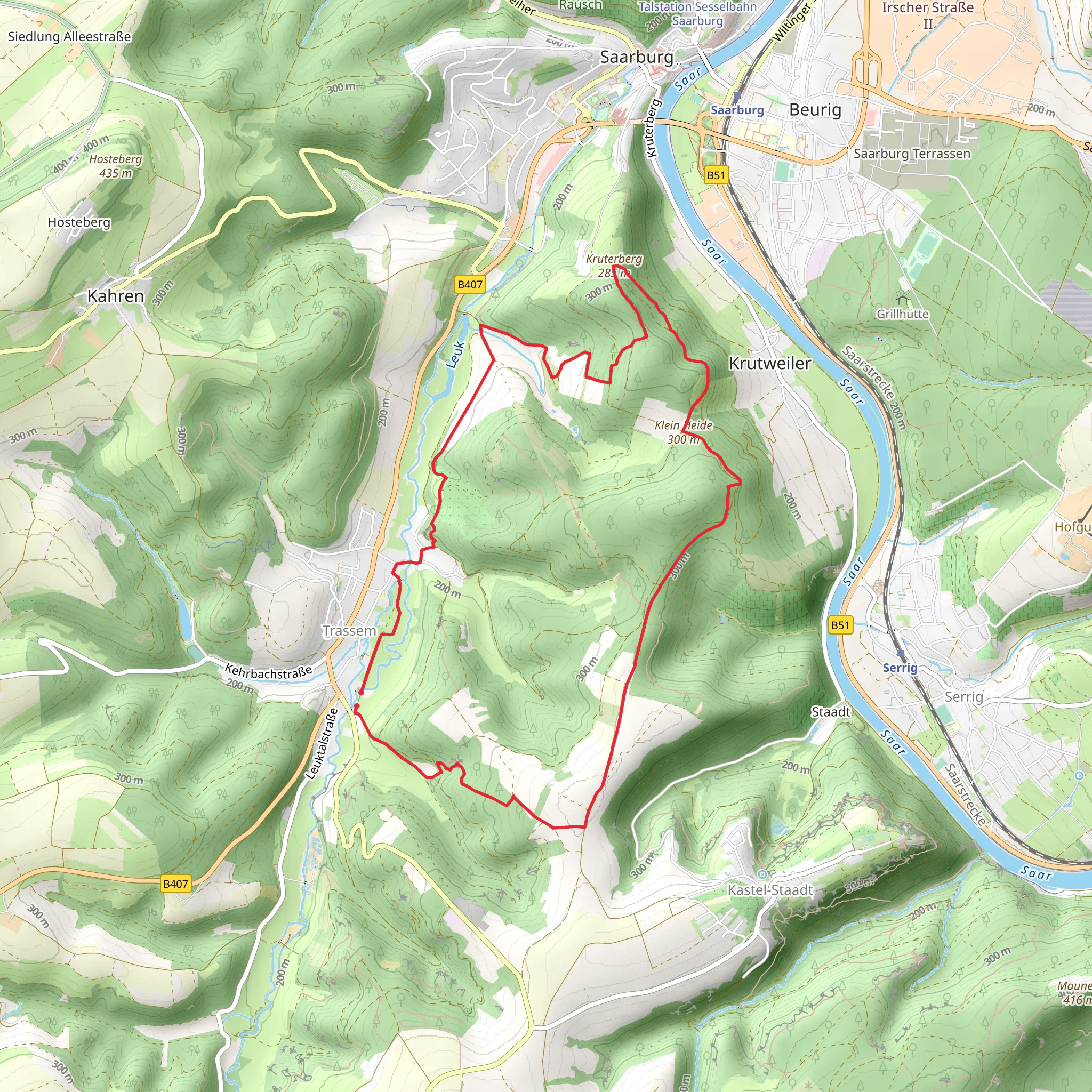 Kruterberg and Klein Heide via Saar Leuktal Panorama mobile static map