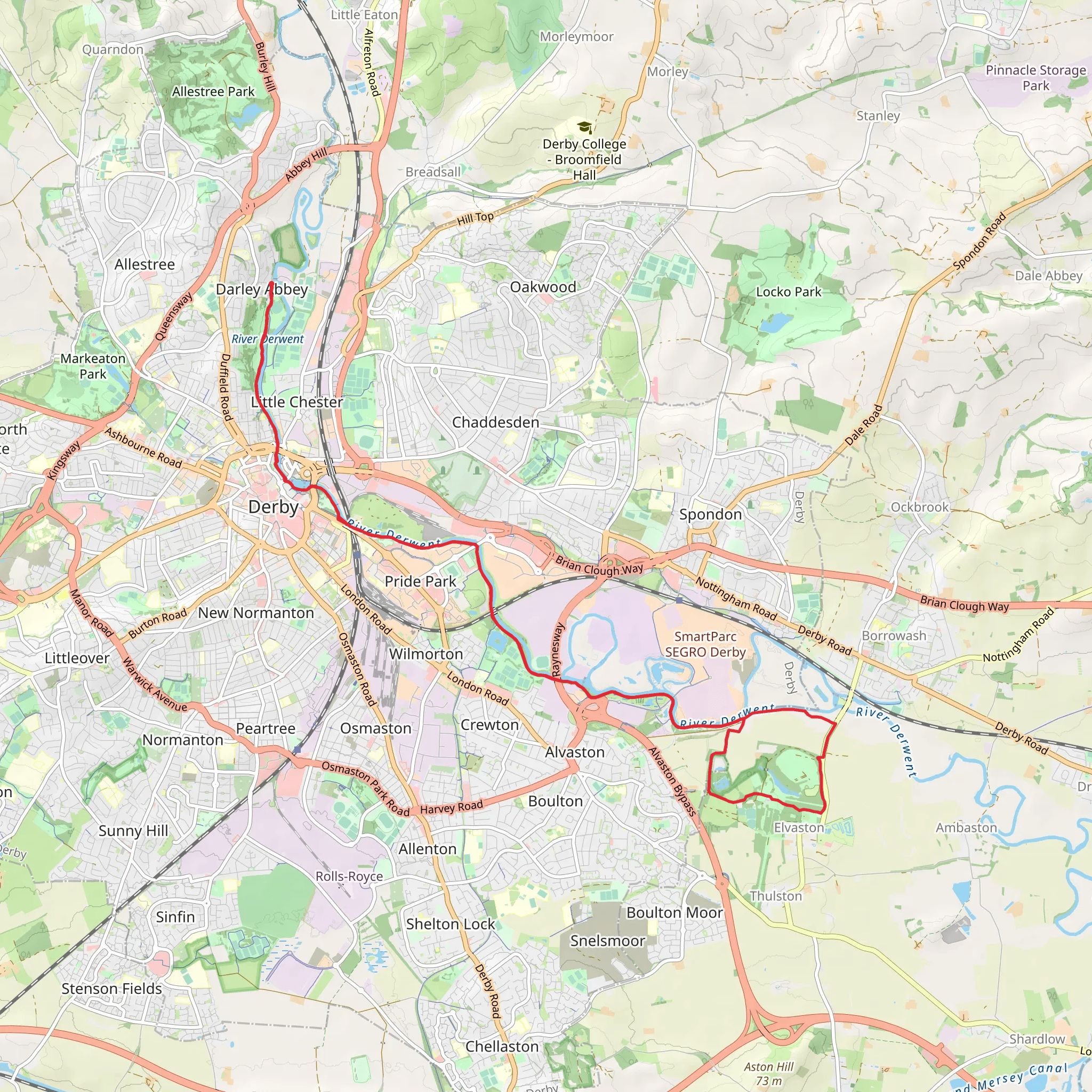 Darley Park and Elvaston Castle Country Park mobile static map
