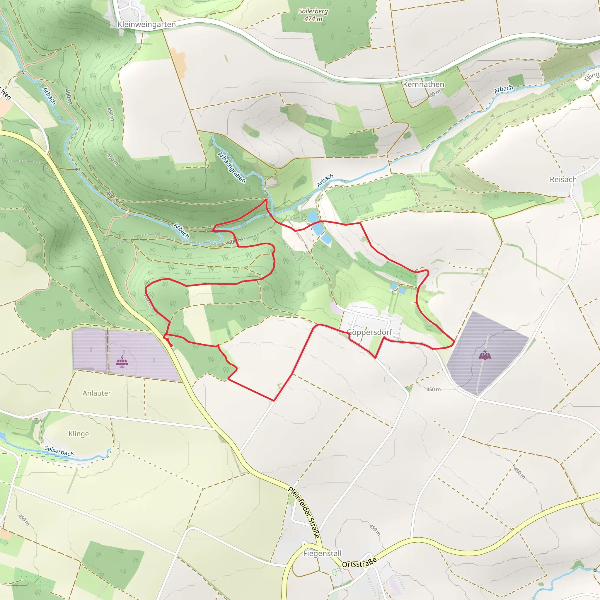 Göppersdorf Loop via Pleinfeld mobile static map