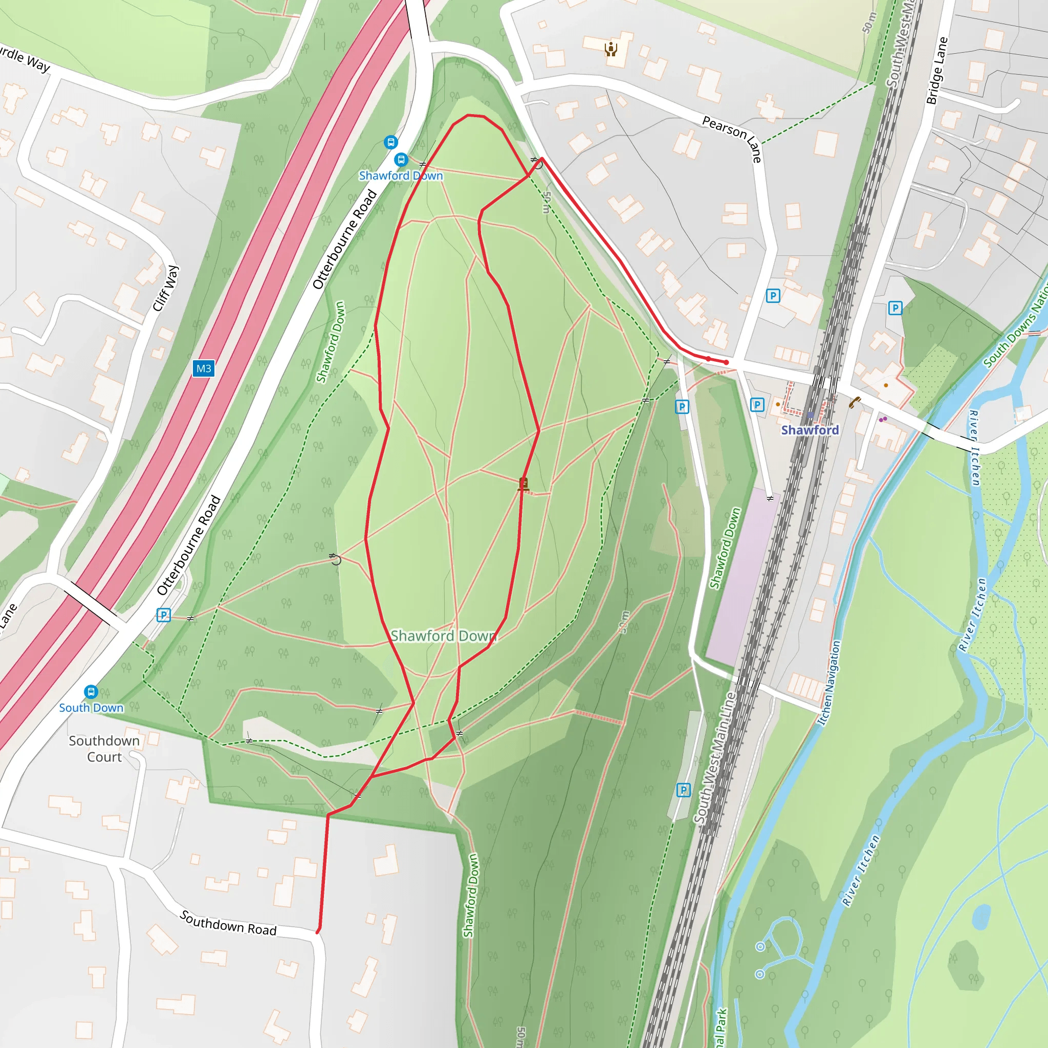 Shawford Down Loop mobile static map
