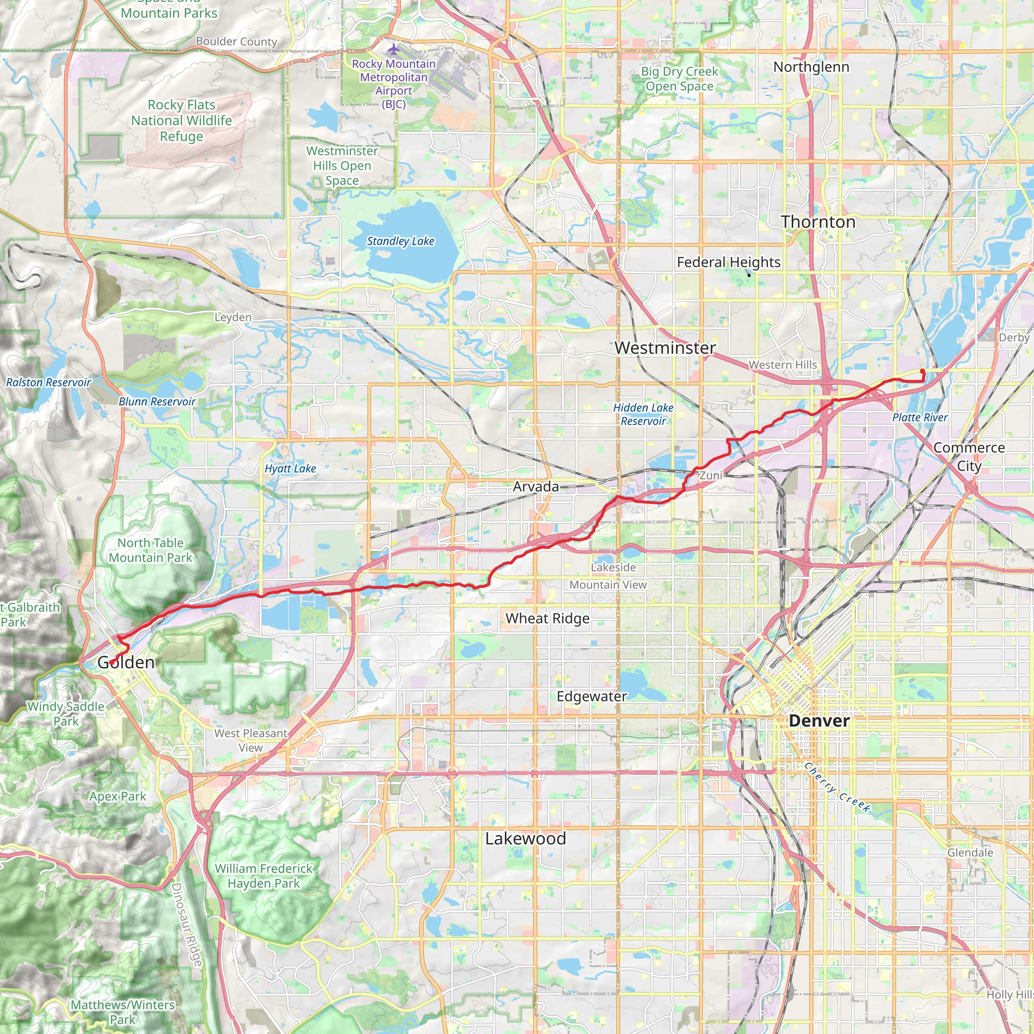 Clear Creek Trail mobile static map