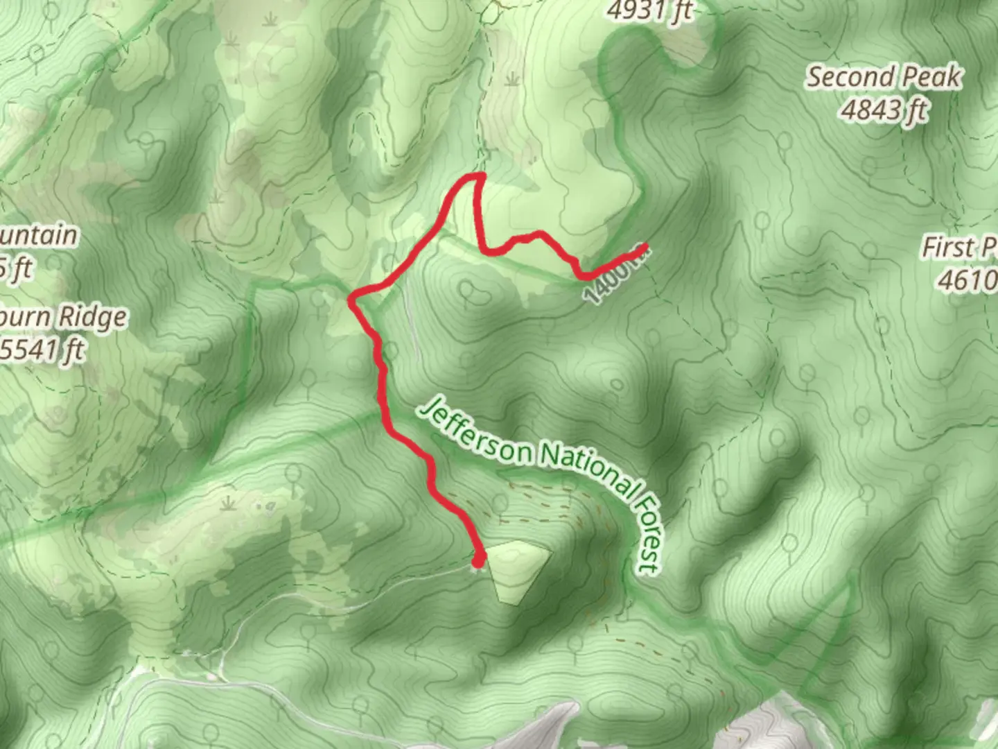 An image depicting the trail Bearpen Trail via Seed Orchard Trail and its surrounding area.