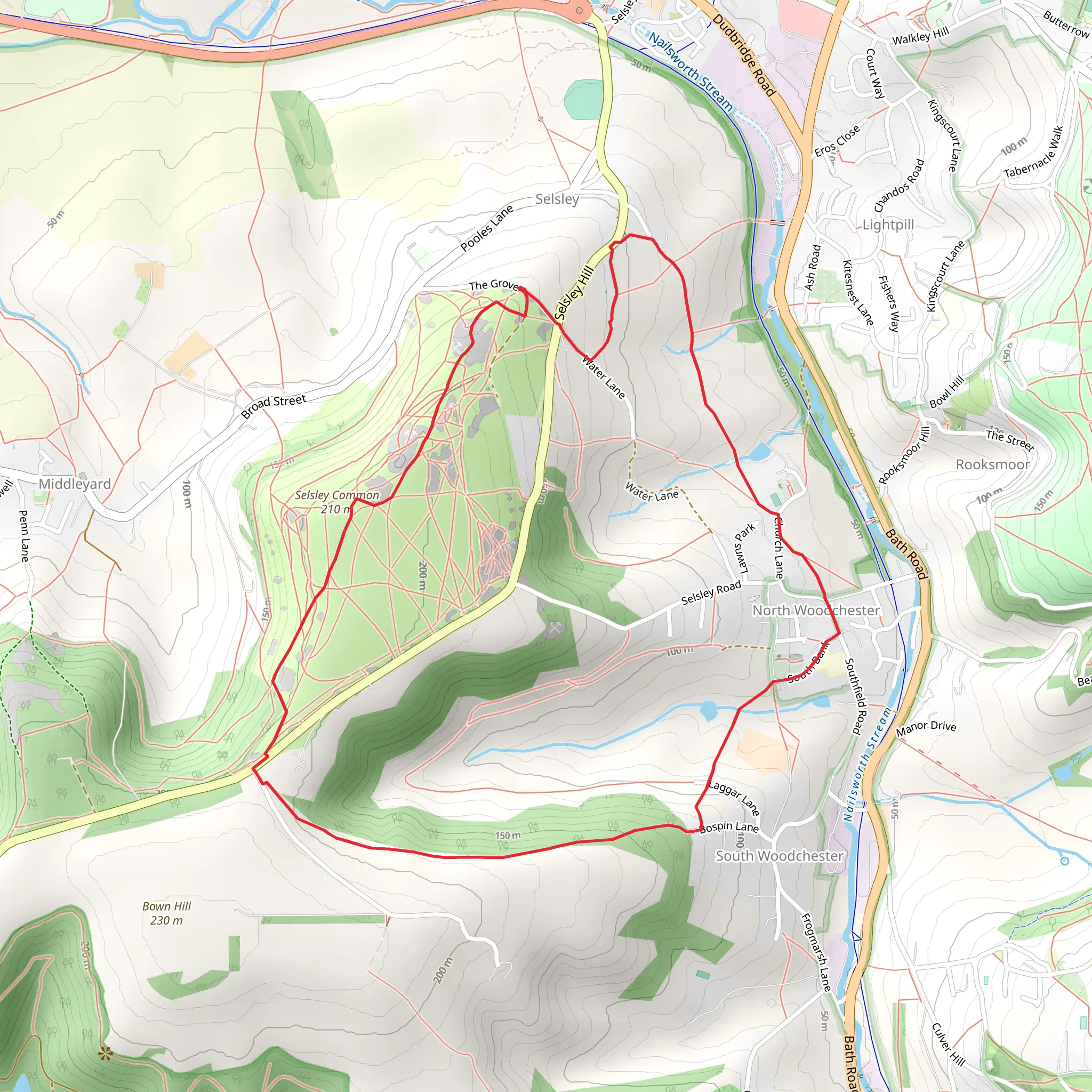 Selsley Common and Dingle Wood Loop mobile static map