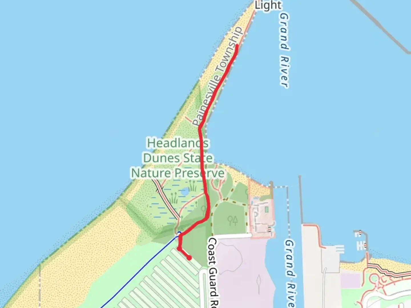 An image depicting the trail Headlands Beach and its surrounding area.