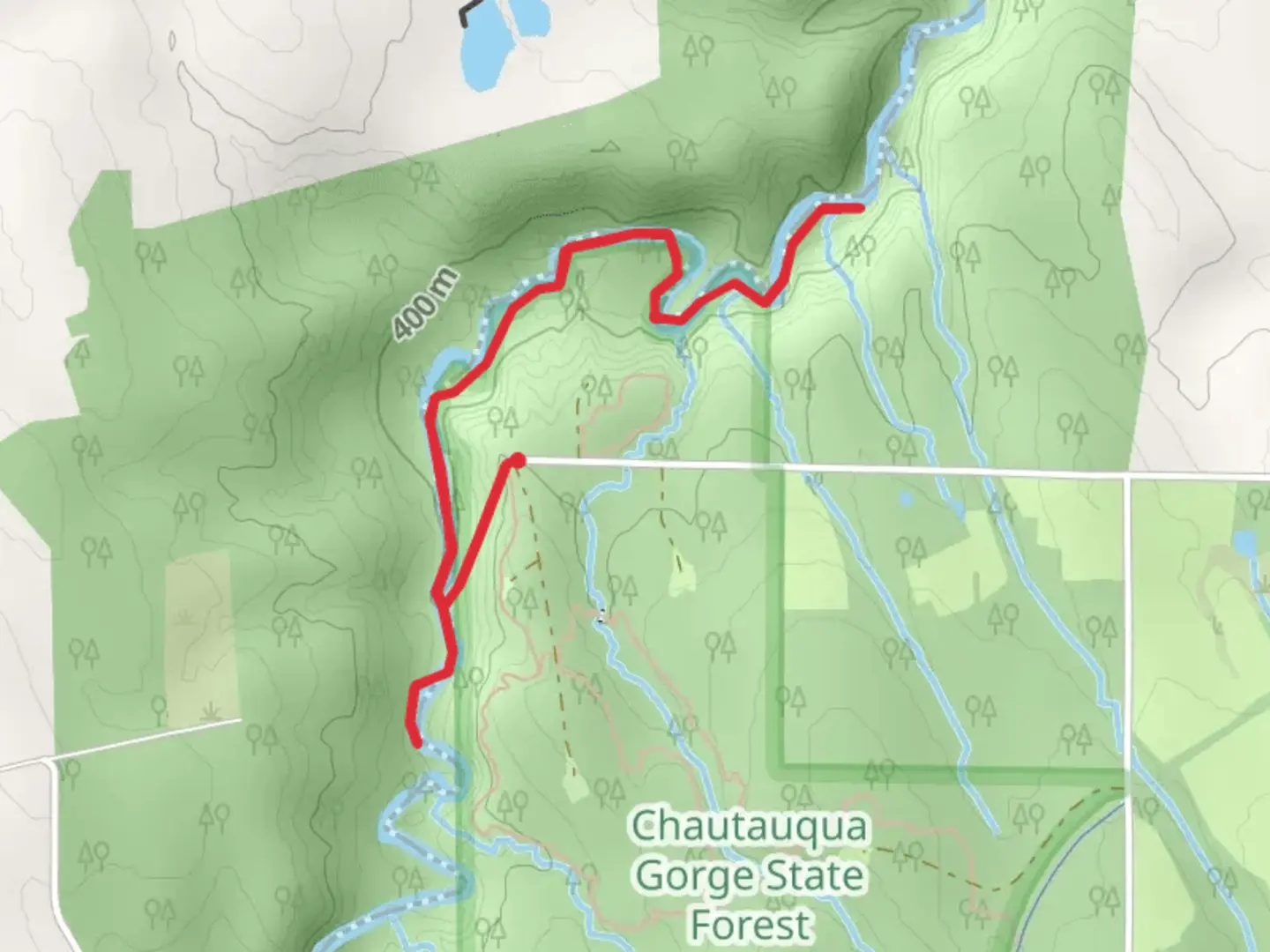 An image depicting the trail Chautauqua Creek Trail and its surrounding area.