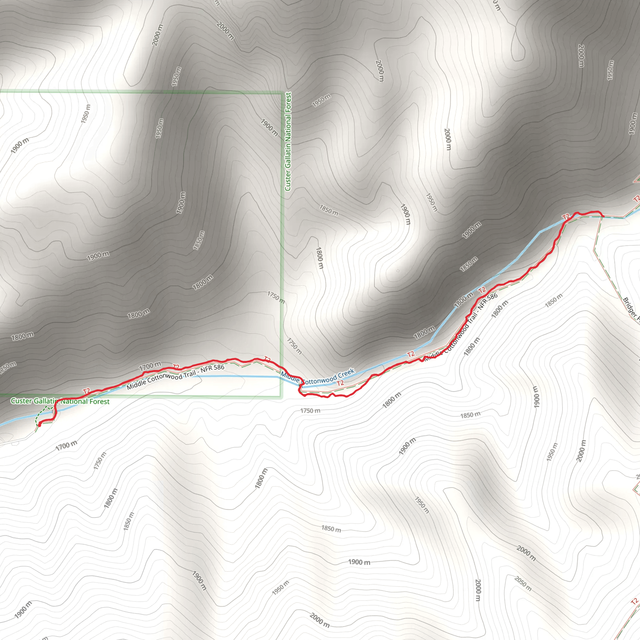 Middle Cottonwood Trail mobile static map