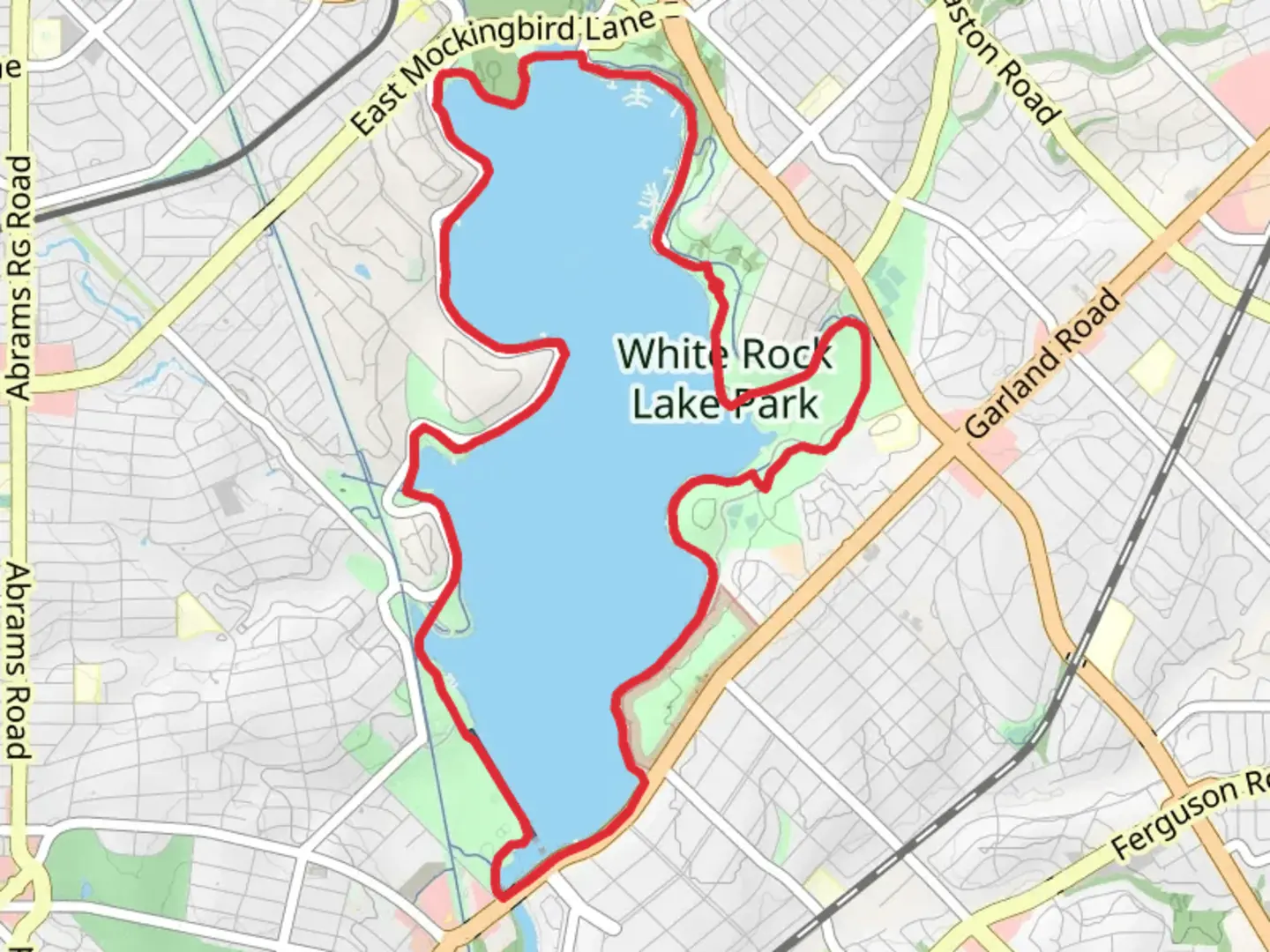 An image depicting the trail White Rock Lake Loop and its surrounding area.