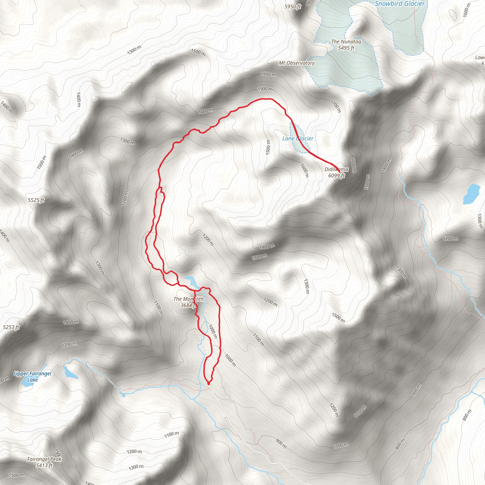 The Monolith and Didilkama via Lane Glacier Trail mobile static map