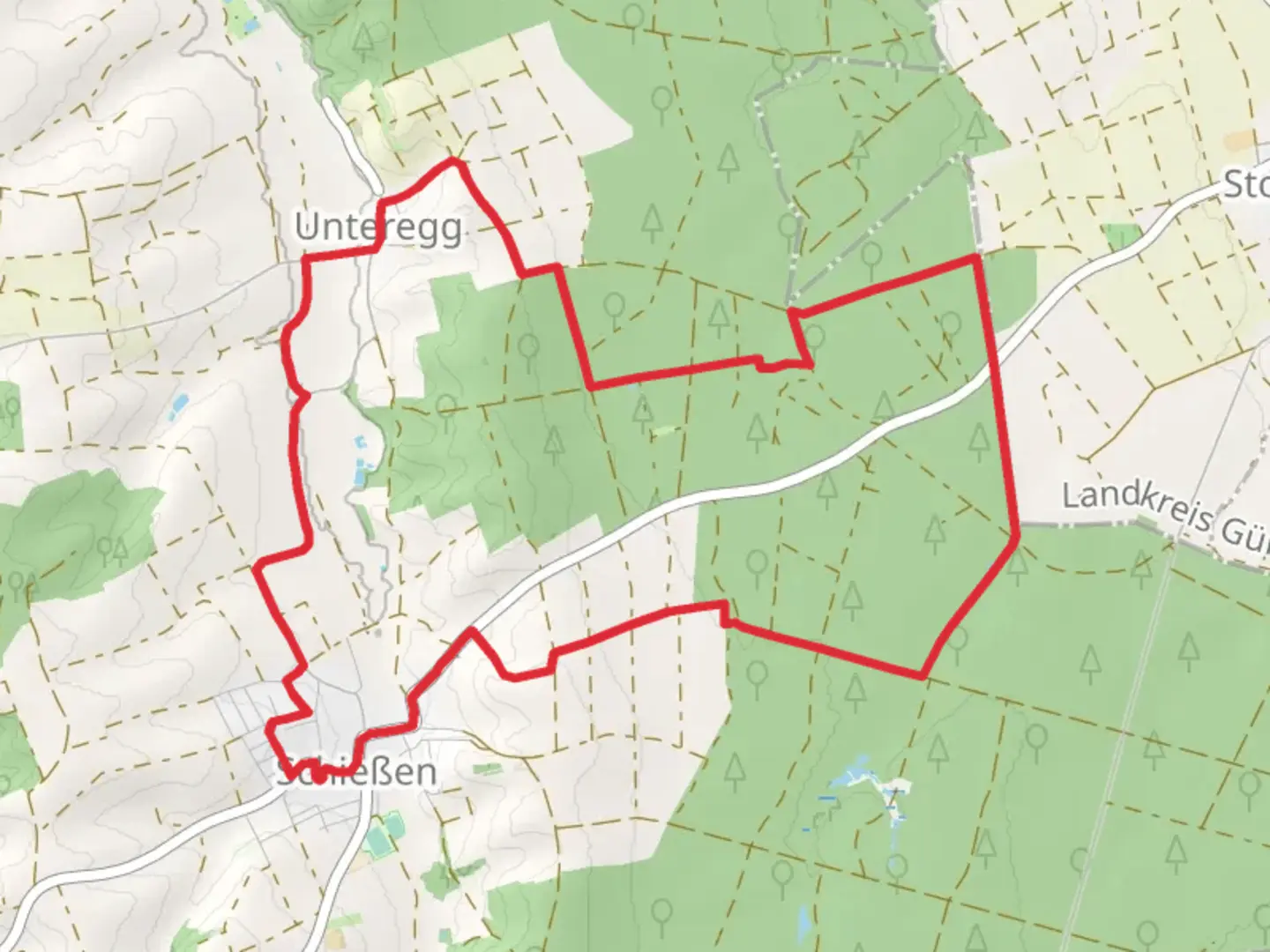 An image depicting the trail Unteregger Muehle Loop and its surrounding area.